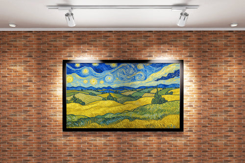 Van Gogh Starry Night style field, view, art, kanvas tablo