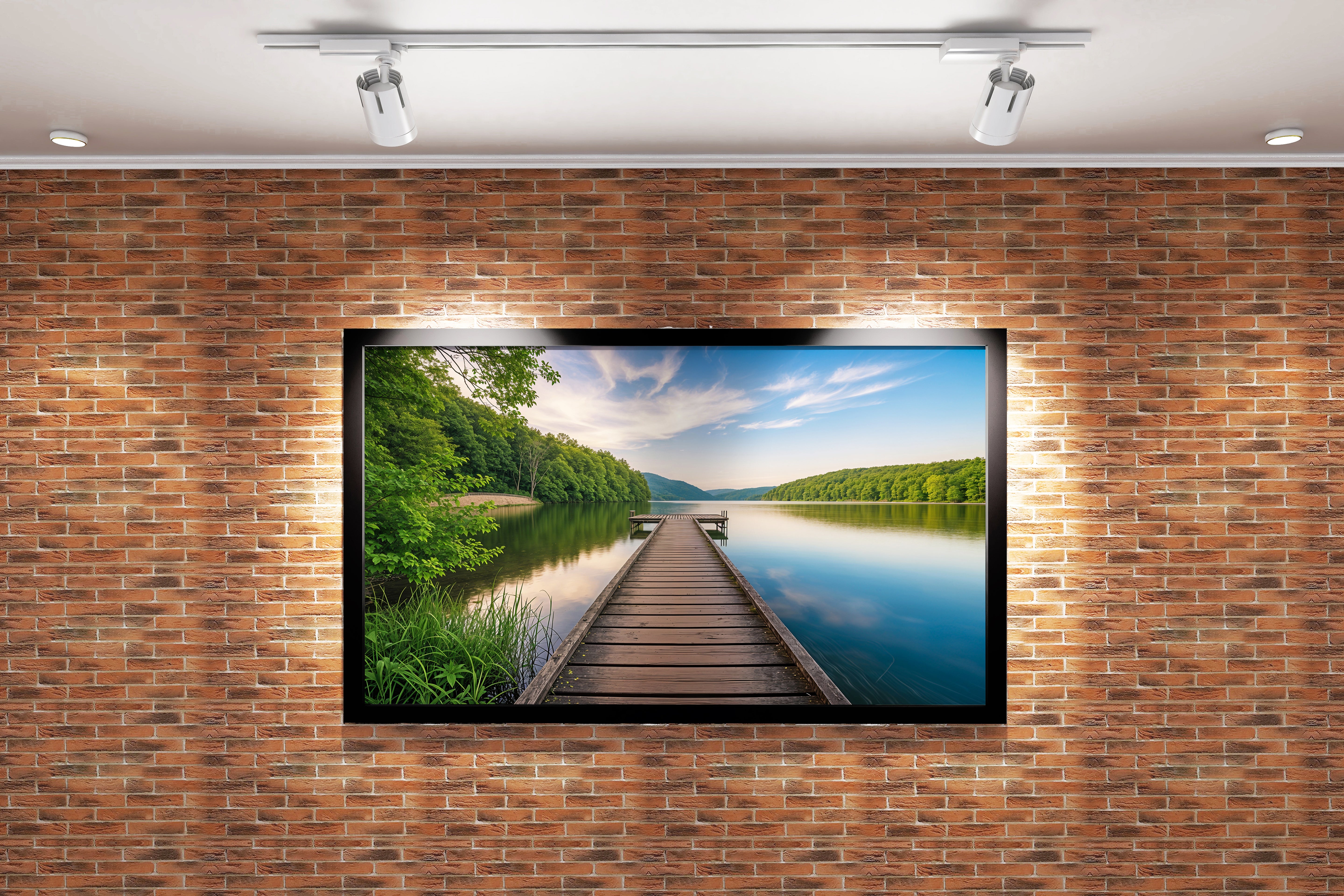 pier and nature view by the river model 1, view, ai art, art, kanvas tablo