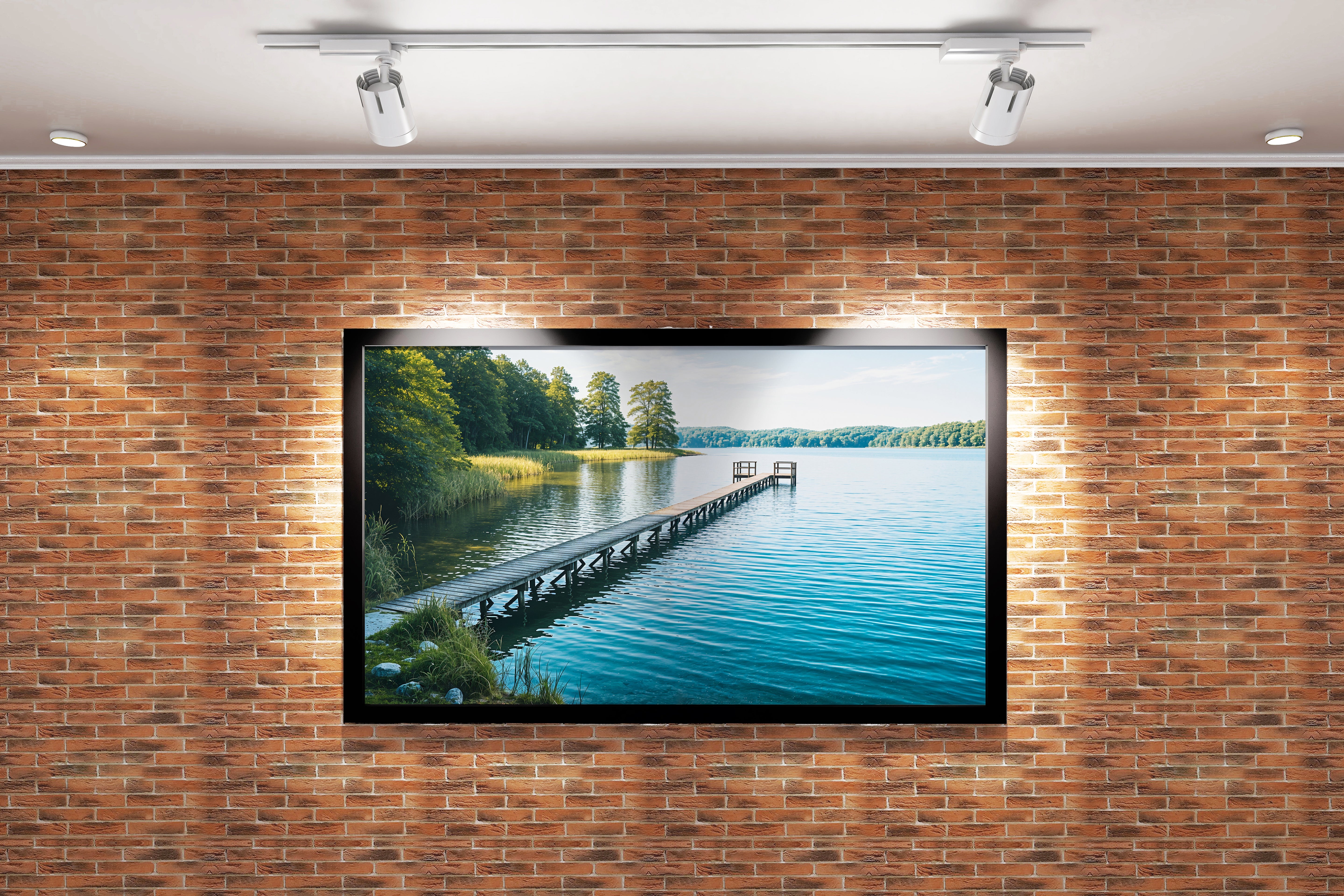 pier and nature view by the river model 2, view, ai art, art, kanvas tablo