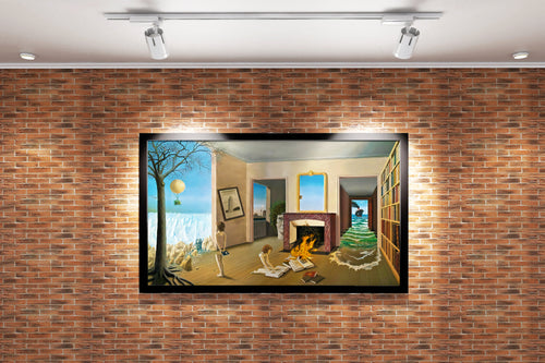 Jacek Yerka'nın Hayalperest Eseri Özel Kütüphane (Private Library) Sürrealist Kanvas Tablo
