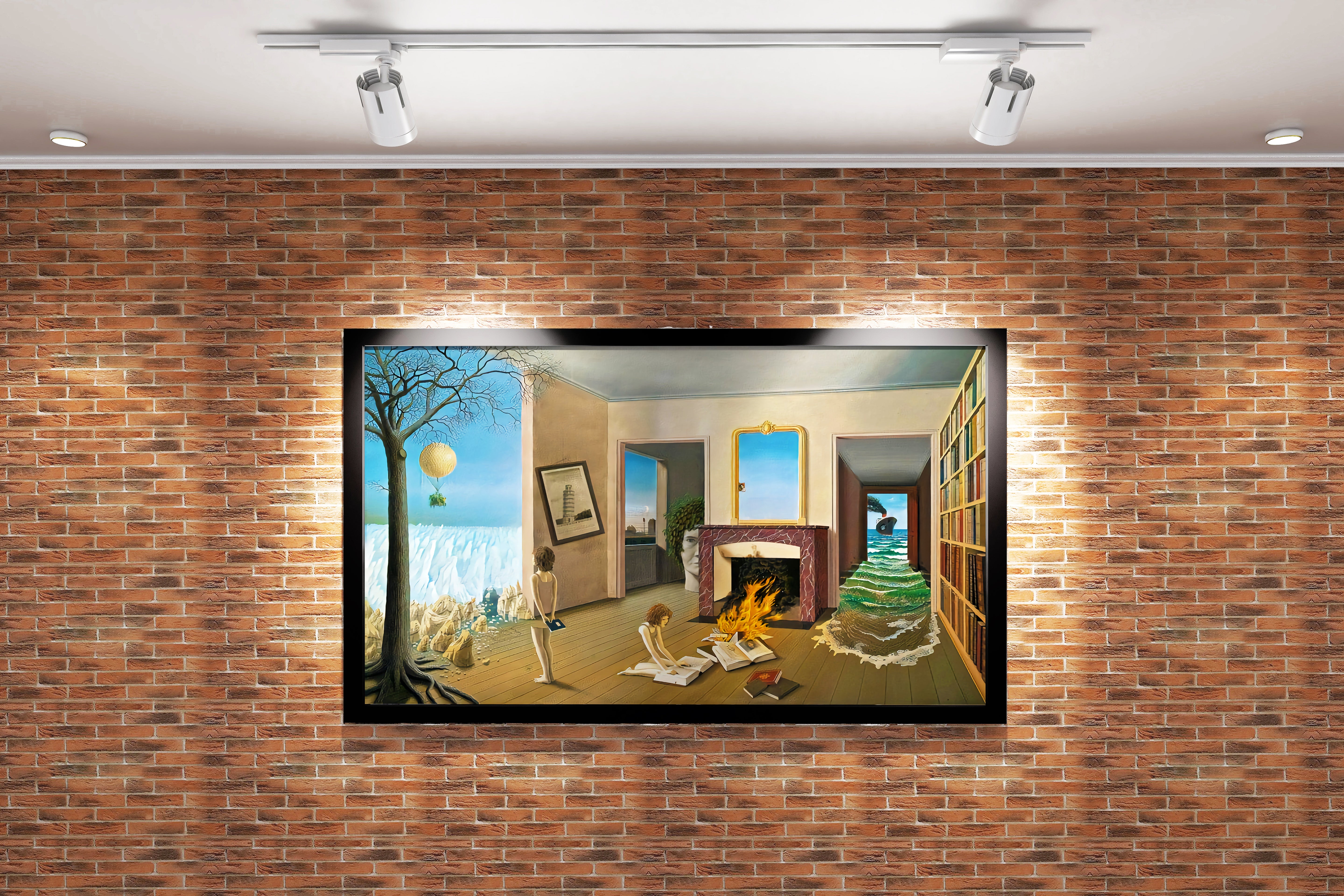 Jacek Yerka'nın Hayalperest Eseri Özel Kütüphane (Private Library) Sürrealist Kanvas Tablo