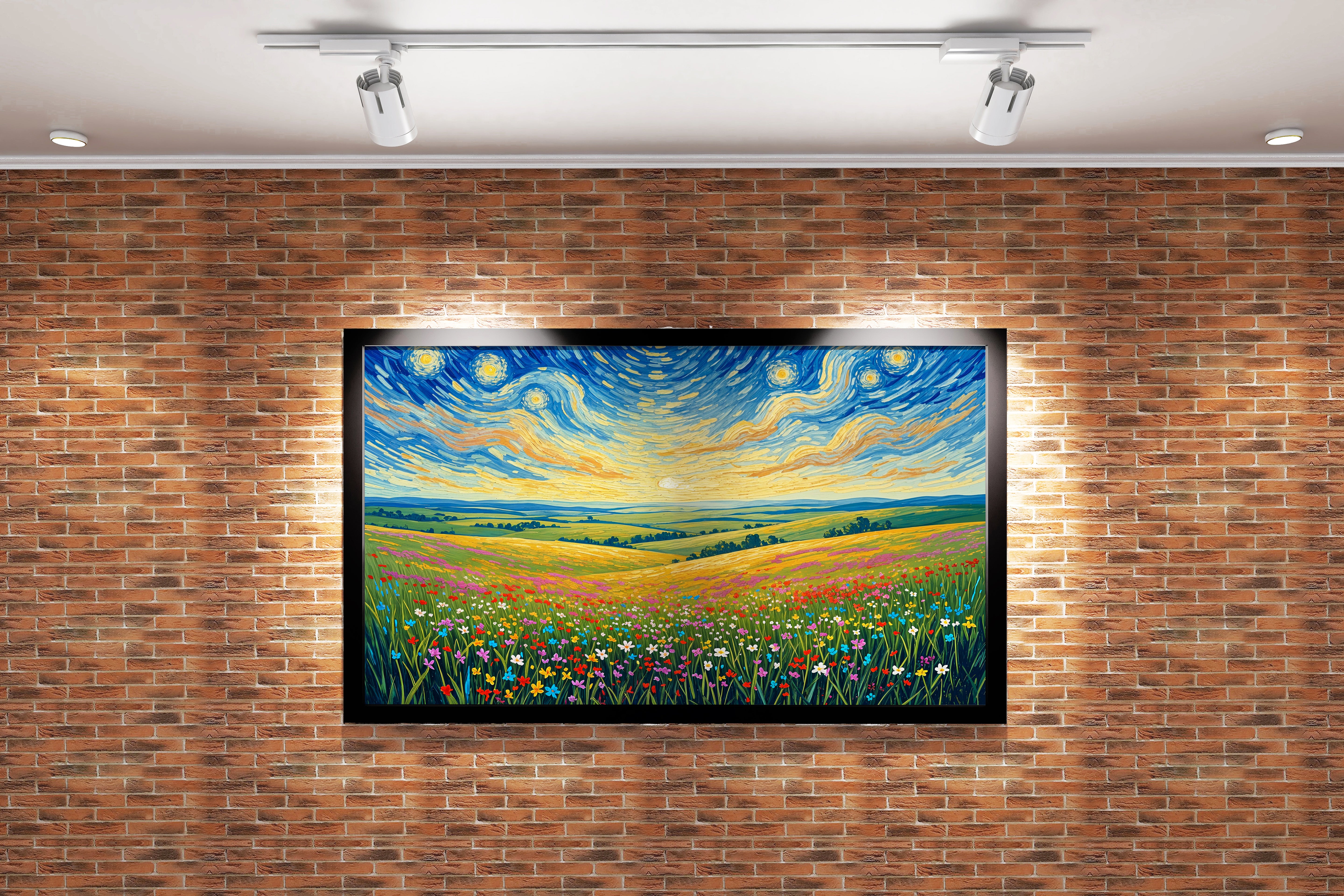 Van Gogh themed flower view, view, art, kanvas tablo
