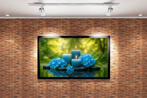burning candles and shamrocks floating on the river, art, kanvas tablo