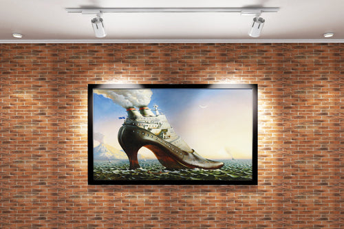 Jacek Yerka Eruption (Ayakkabı Gemi) Sürrealist Kanvas Tablo