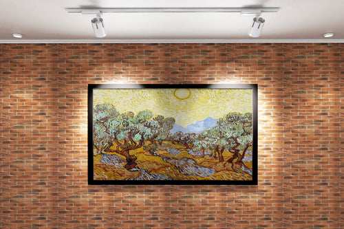 Vincent van Gogh'un Saint-Rémy Başyapıtı Sarı Gökyüzü ve Güneşli Zeytin Ağaçları Kanvas Tablo