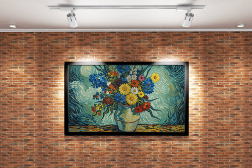 flower motif, flowers in a vase van gogh rhone themed, art, kanvas tablo