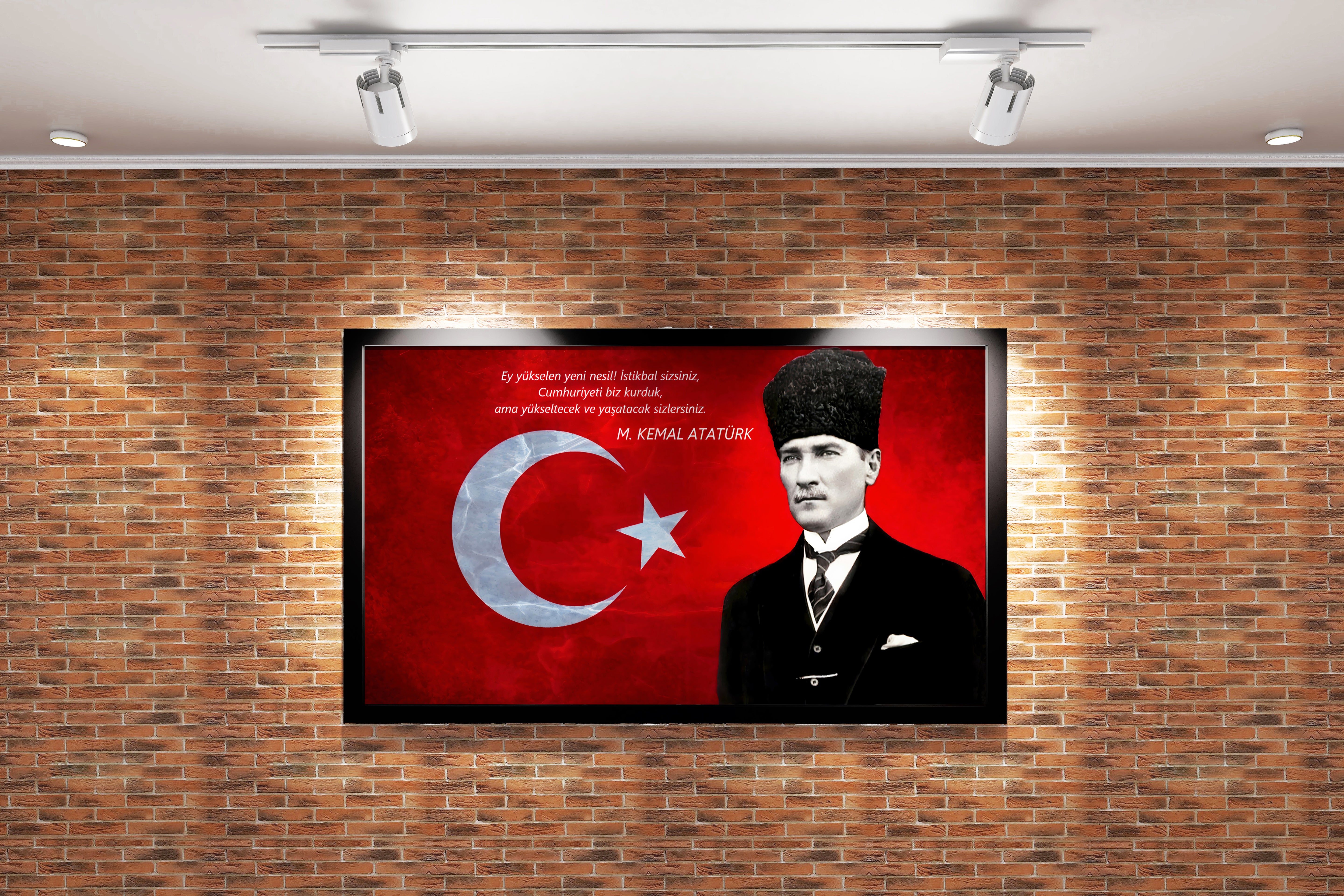 Turkish flag and Atatürk model 1, art, kanvas tablo