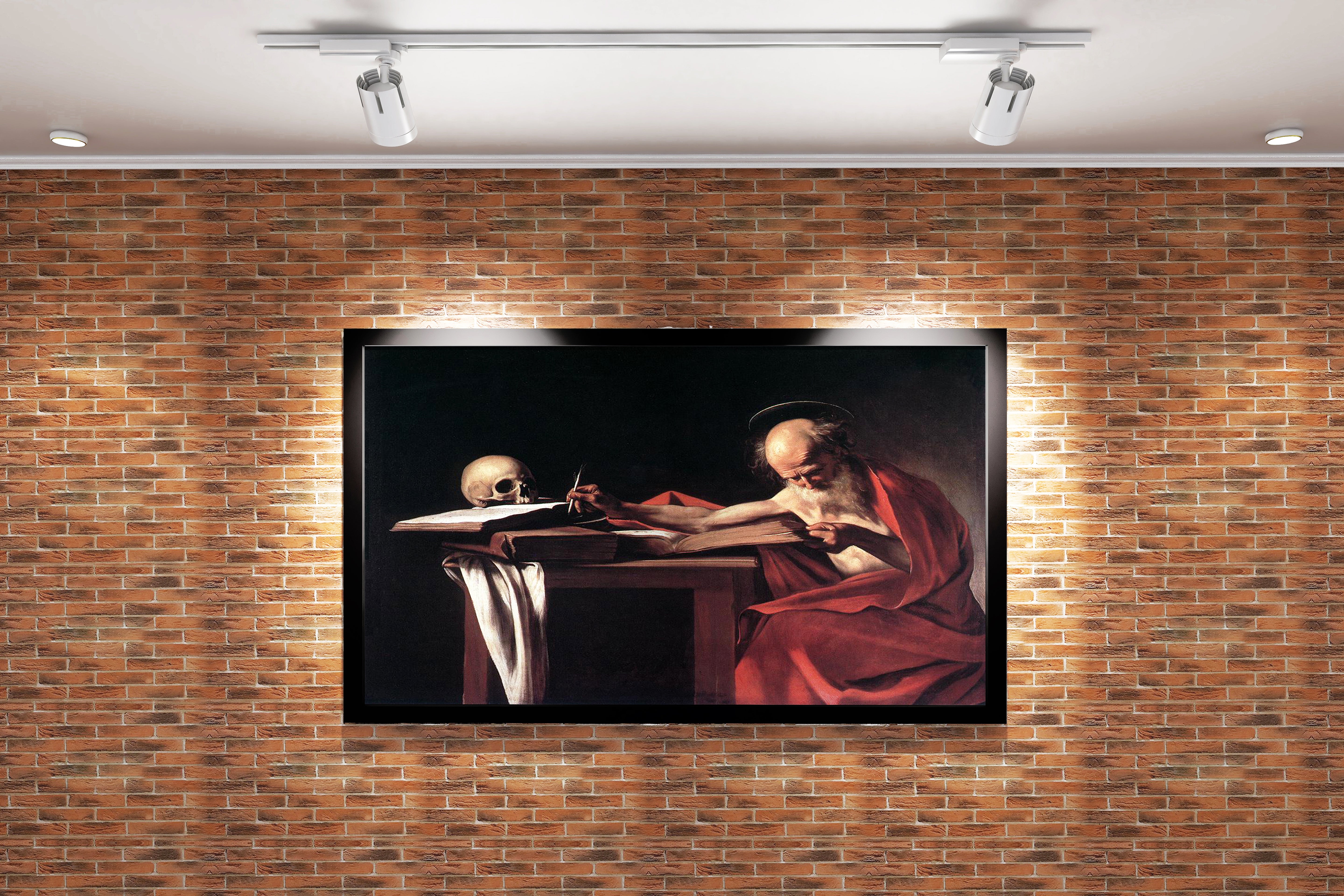 Caravaggio Yazan Aziz Jerome Chiaroscuro Barok Kanvas Tablo