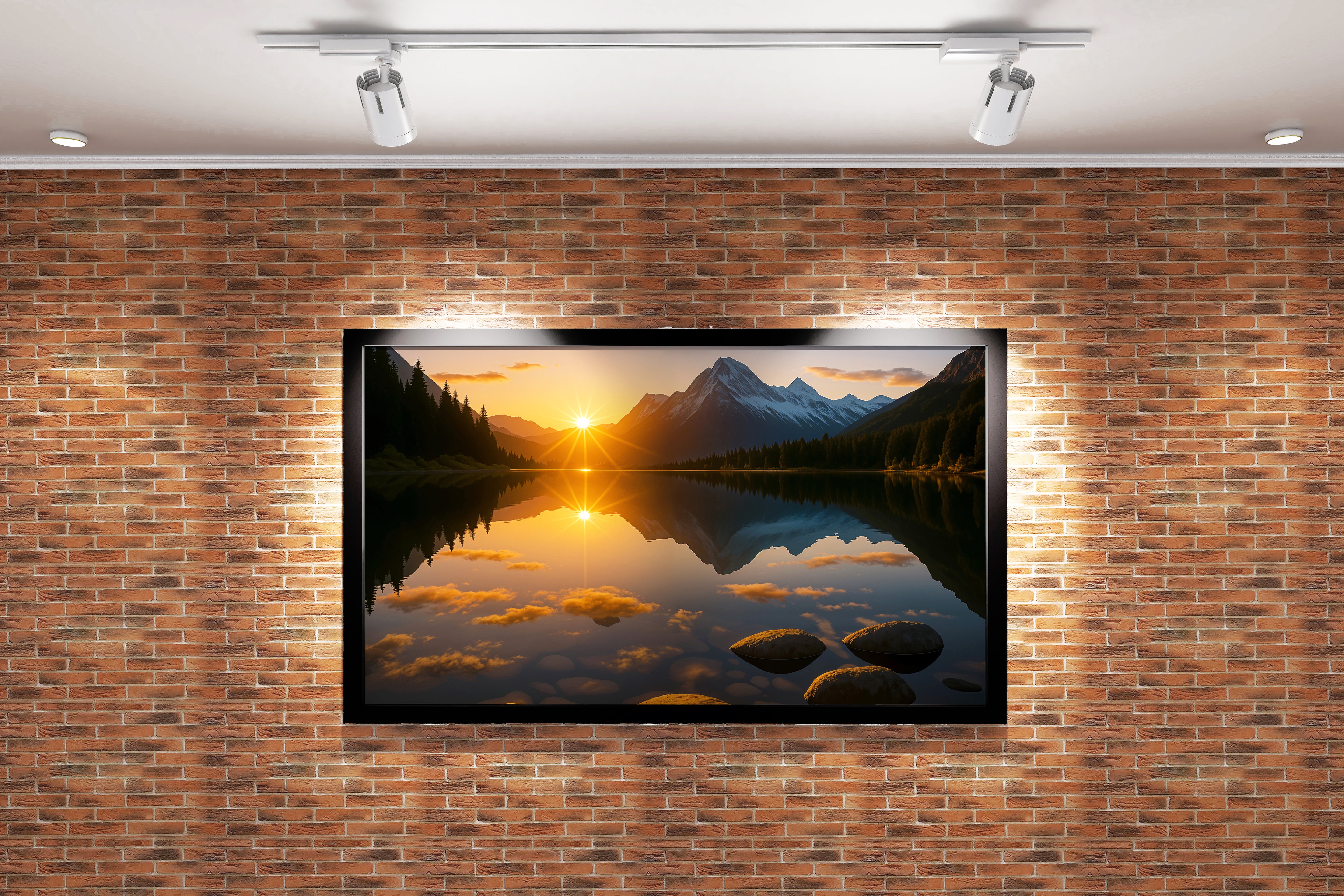 reflection of nature and the sunset, view, art, kanvas tablo