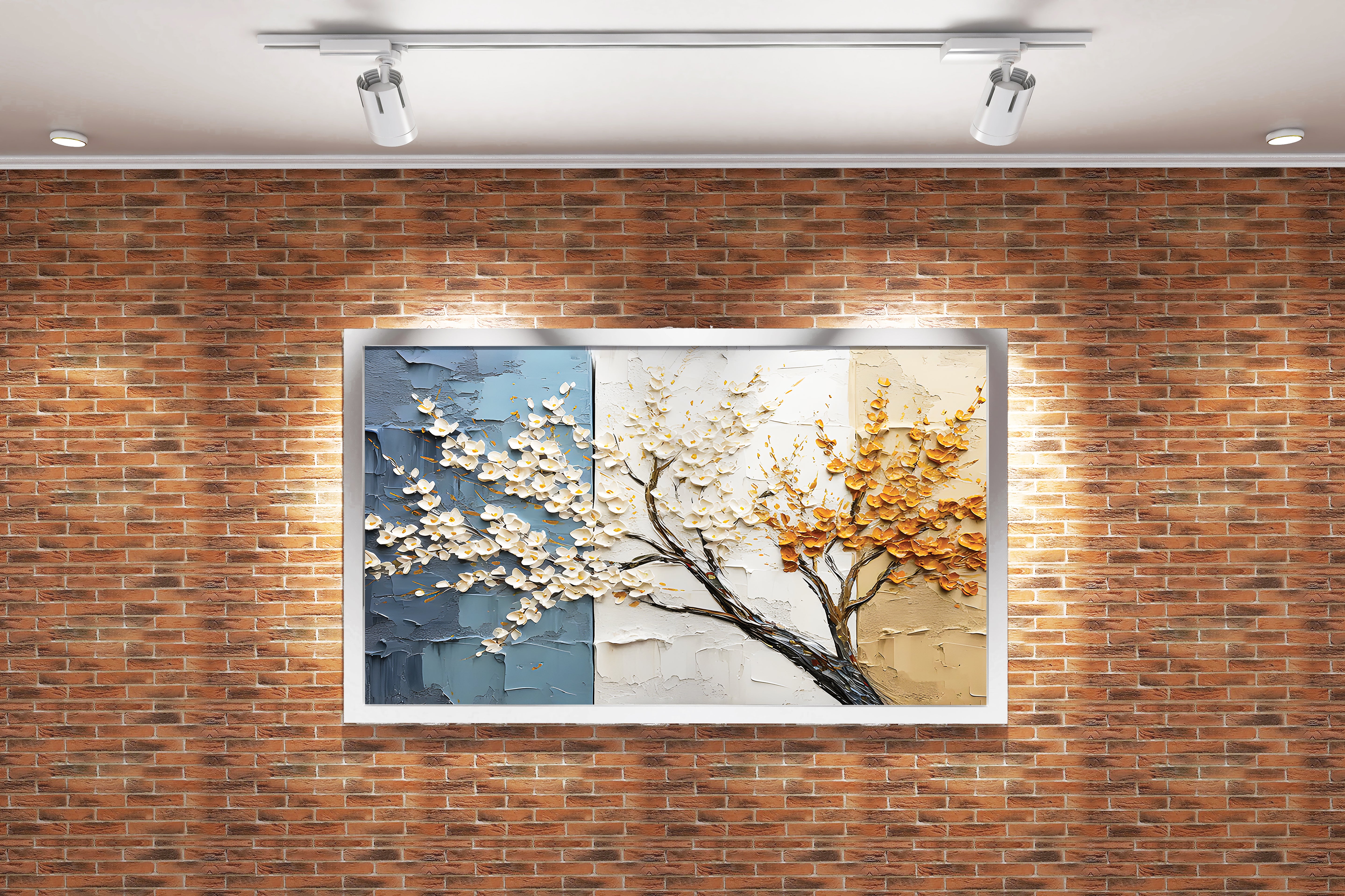 flower motif, 3 light colors, art, kanvas tablo