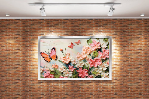 flower motif, soft relaxing colors, art, kanvas tablo
