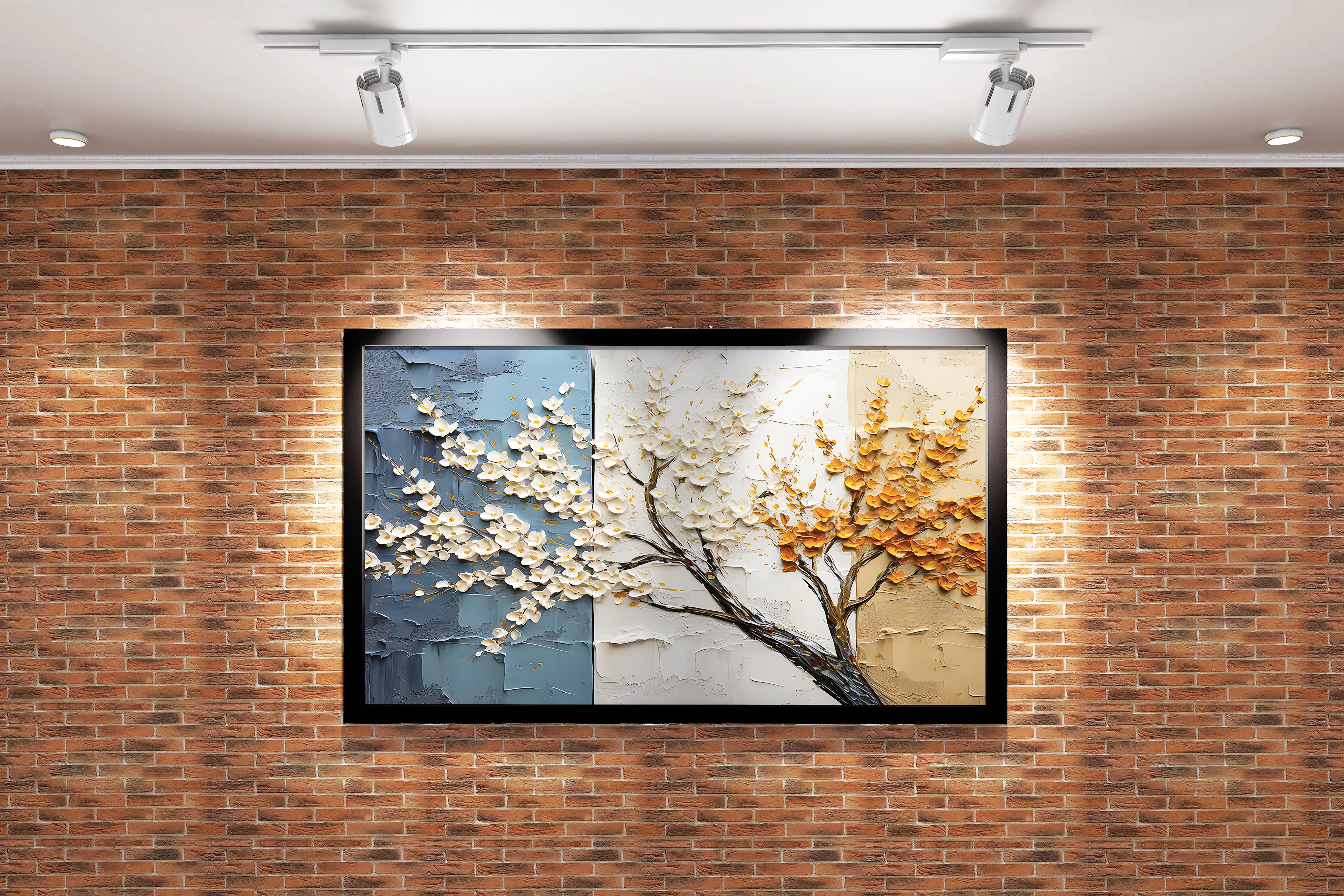 flower motif, 3 light colors, art, kanvas tablo