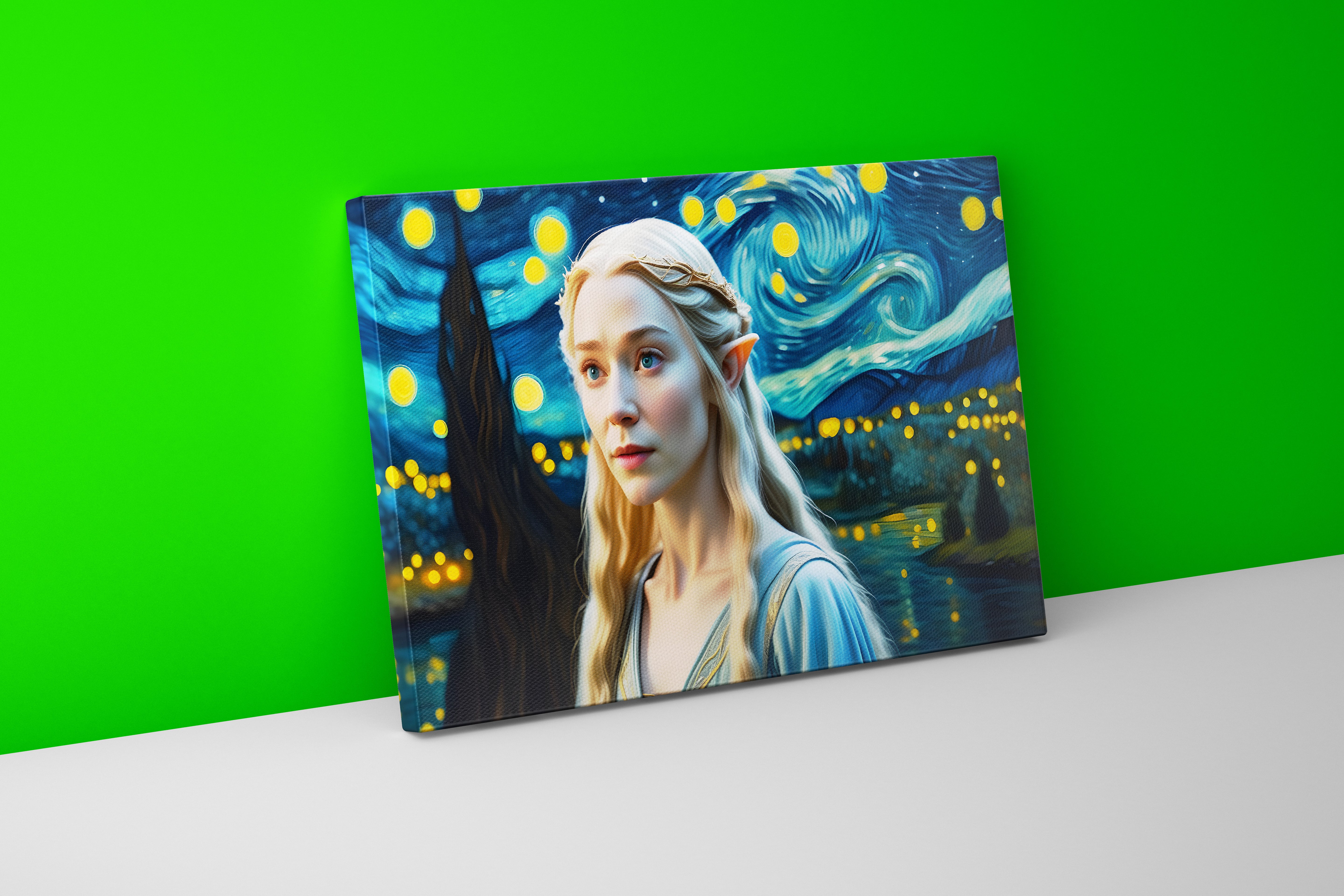 ai creation, lotr galadriel, ai art, art, kanvas tablo