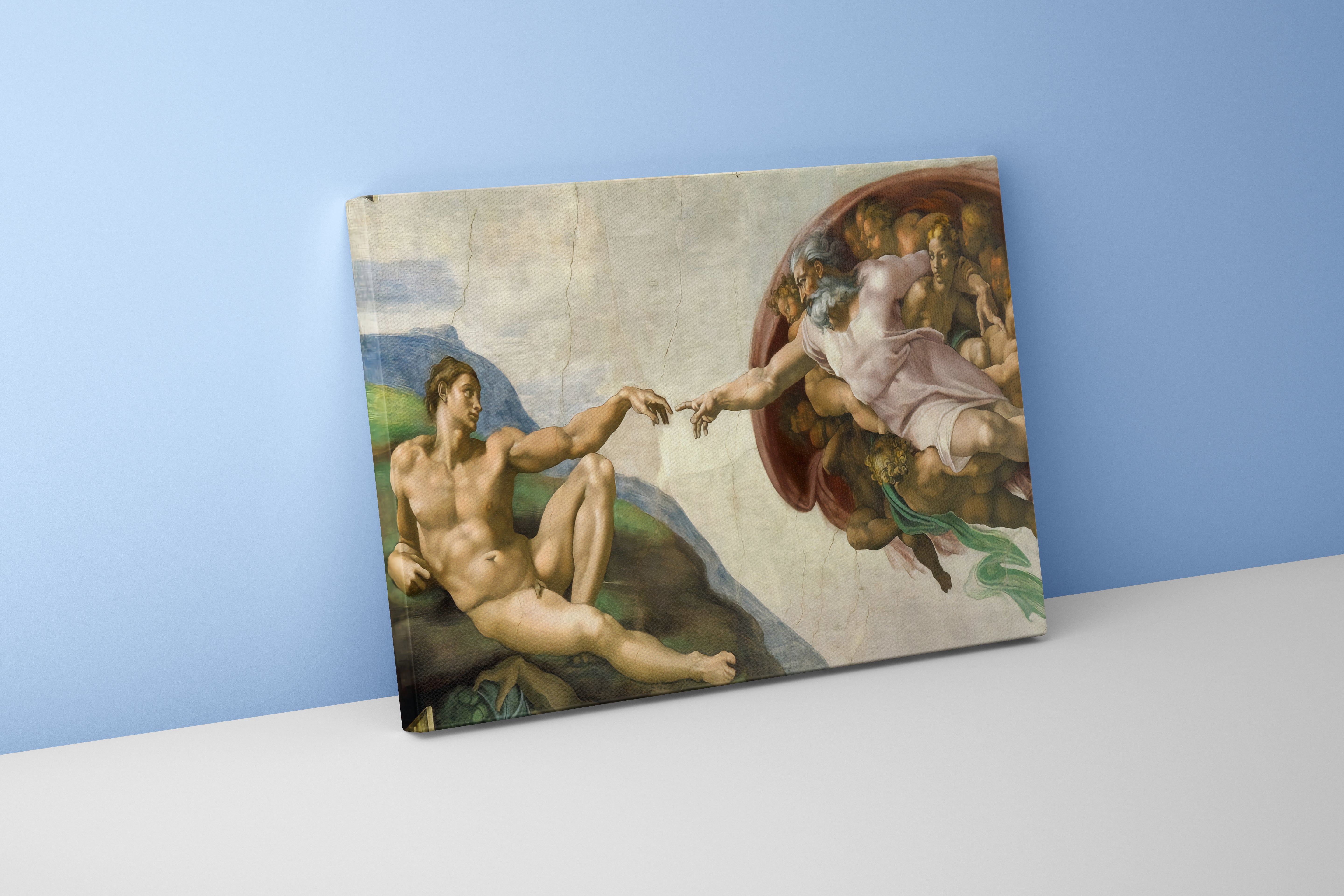 Michelangelo Adem'in Dokunuşu Eseri Rönesans Başyapıtı Kanvas Tablo