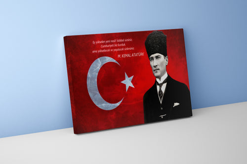 Turkish flag and Atatürk model 1, art, kanvas tablo