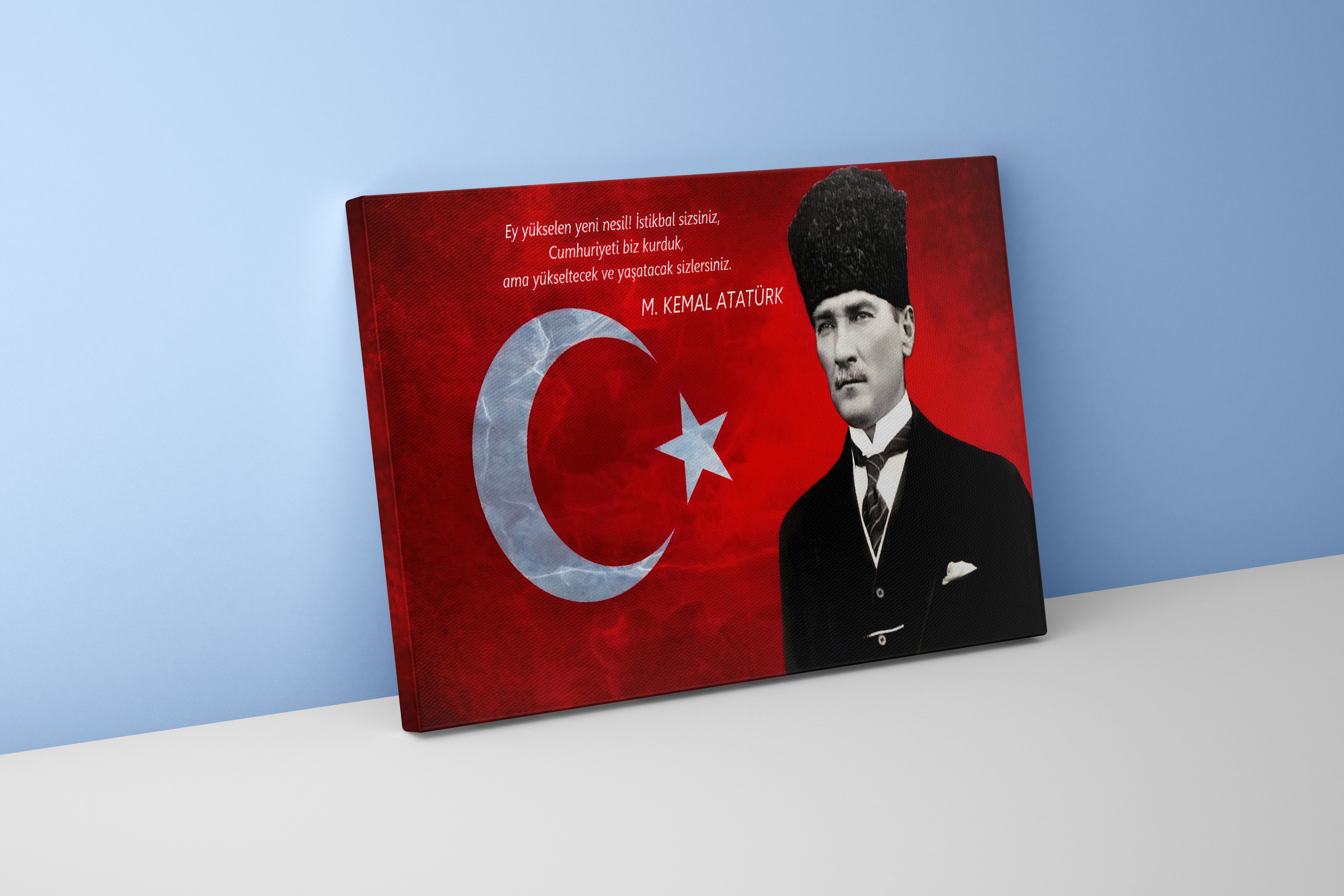 Turkish flag and Atatürk model 1, art, kanvas tablo