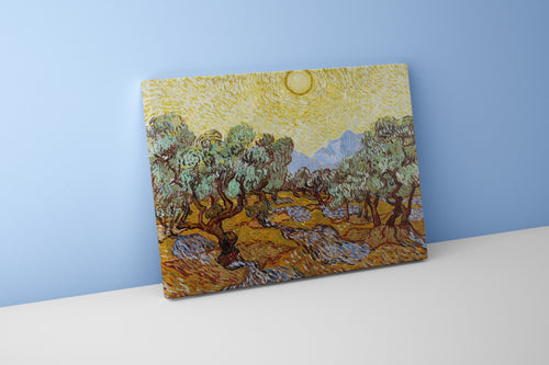 Vincent van Gogh'un Saint-Rémy Başyapıtı Sarı Gökyüzü ve Güneşli Zeytin Ağaçları Kanvas Tablo
