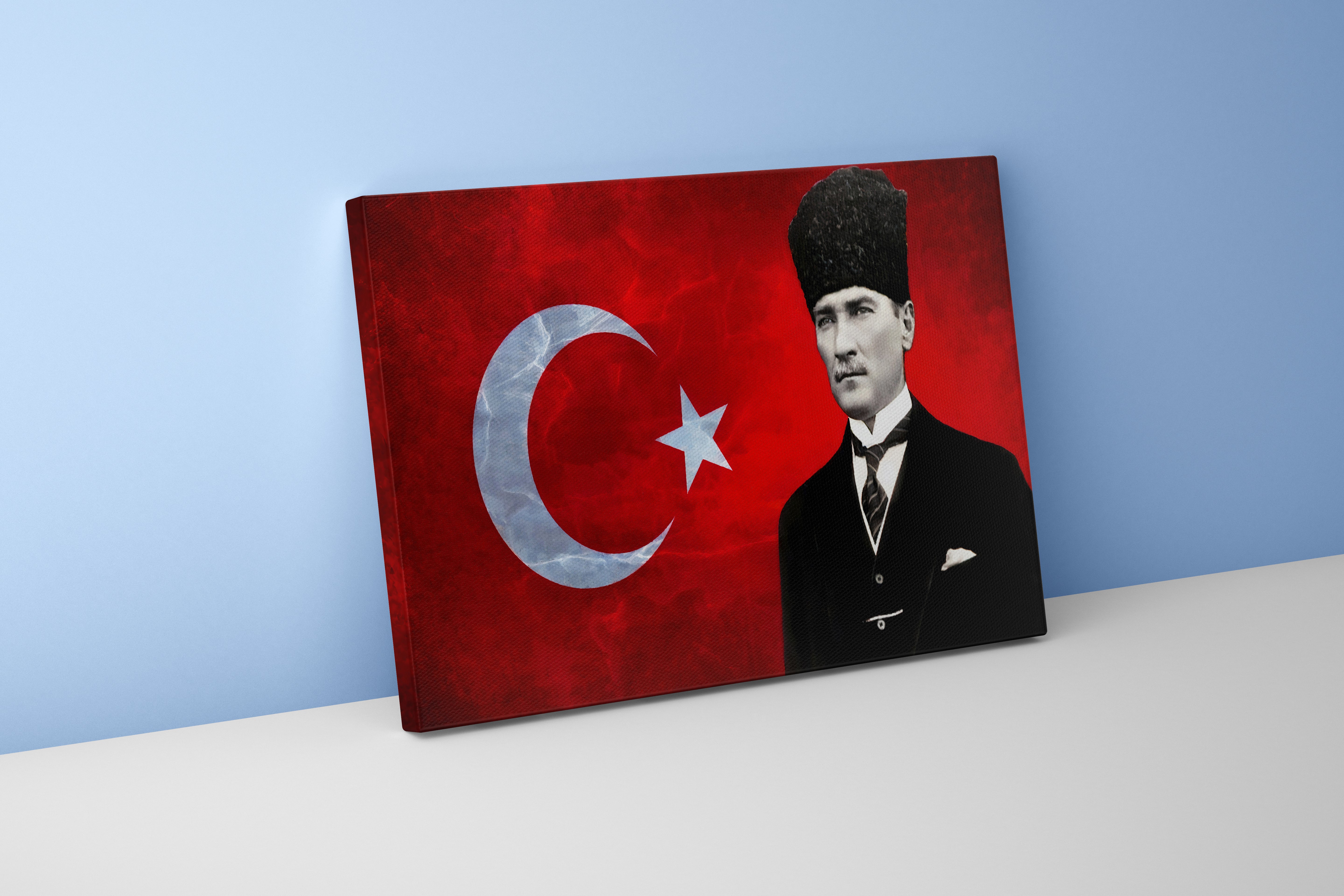 Turkish flag and Atatürk model 2, art, kanvas tablo