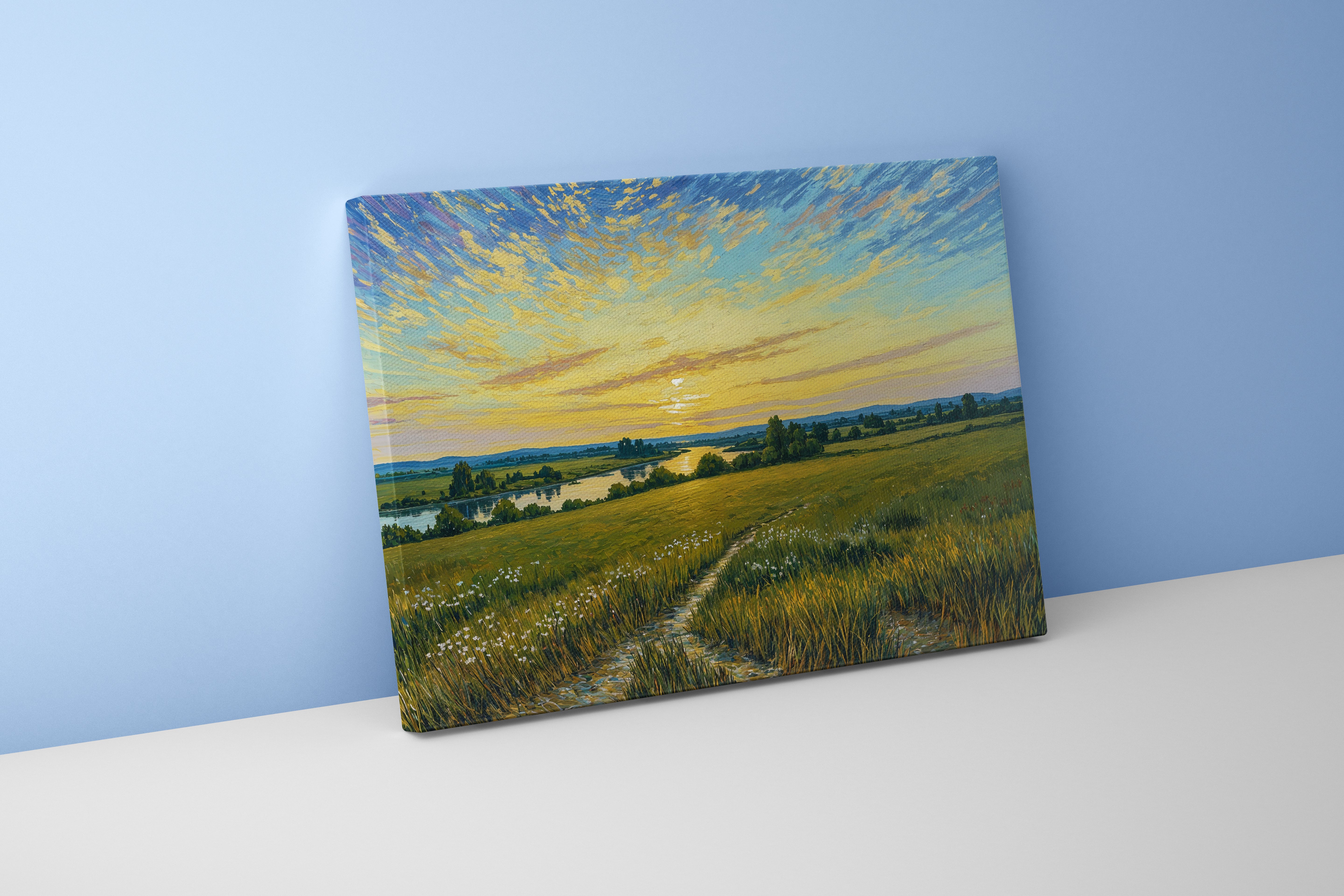 oil painting style soft colored, view, art, kanvas tablo