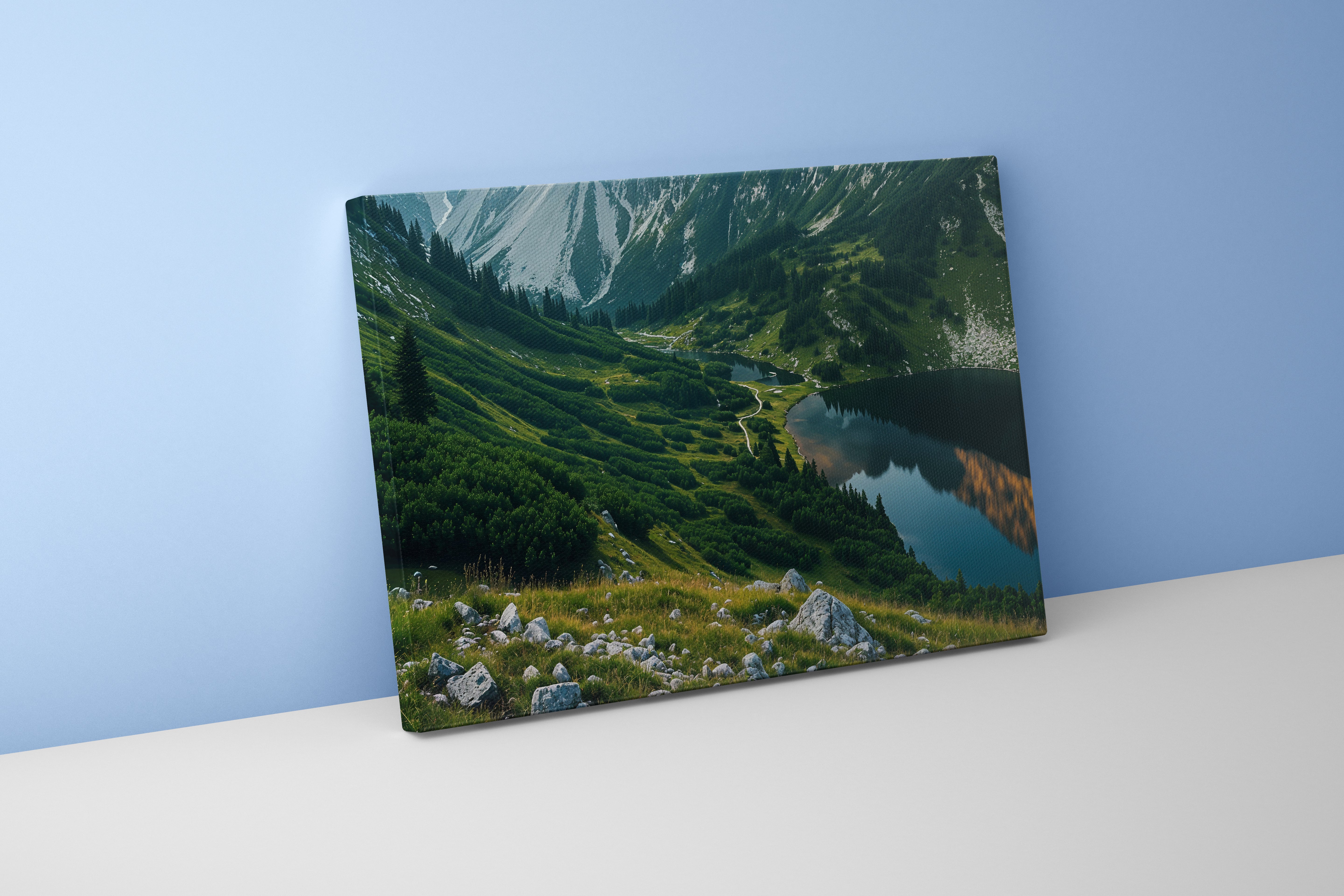 reflection of nature and the valley, view, art, kanvas tablo