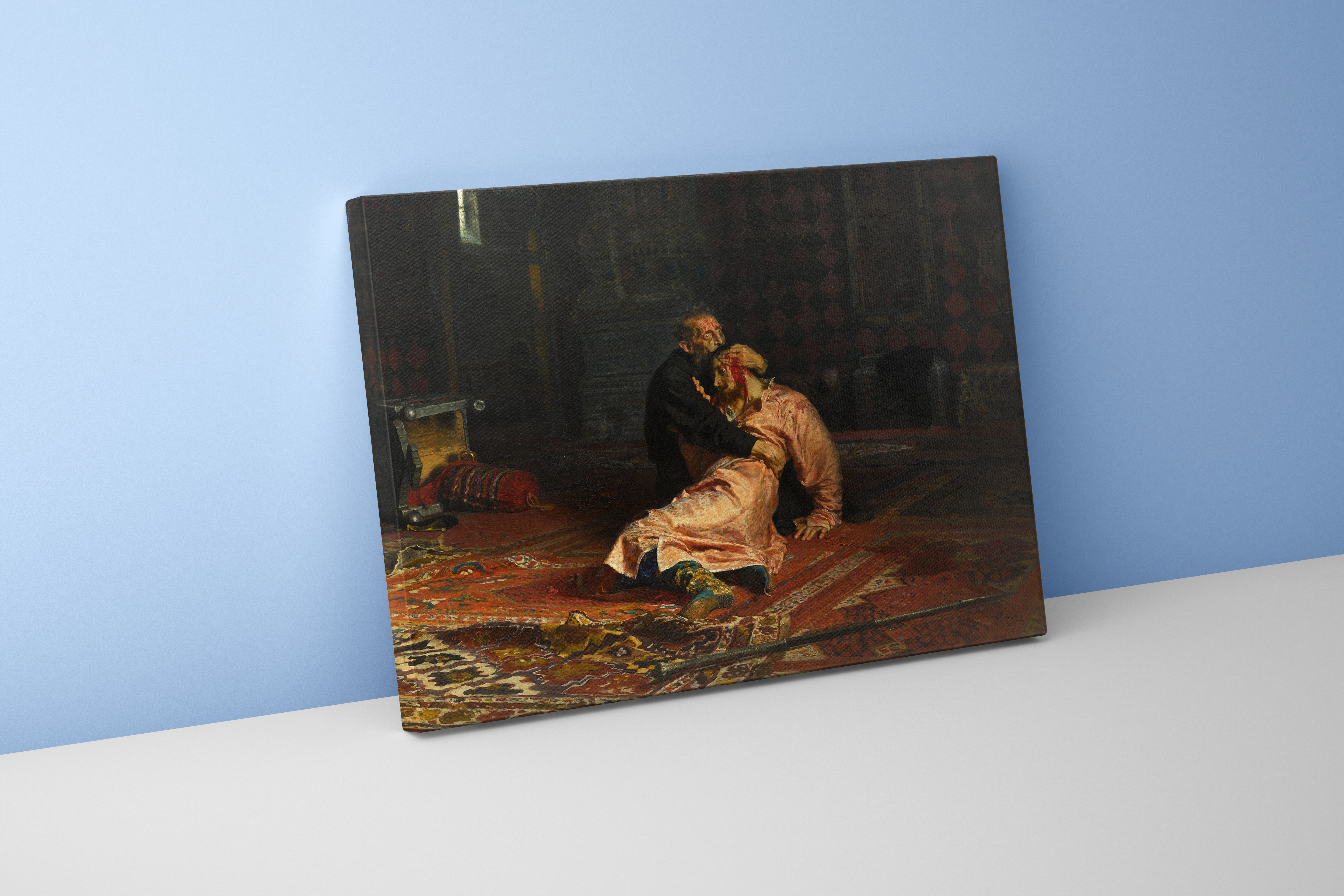 Ilya Repin'in Sarsıcı Başyapıtı Korkunç İvan ve Oğlu Ivan Rus Realizmi Kanvas Tablo