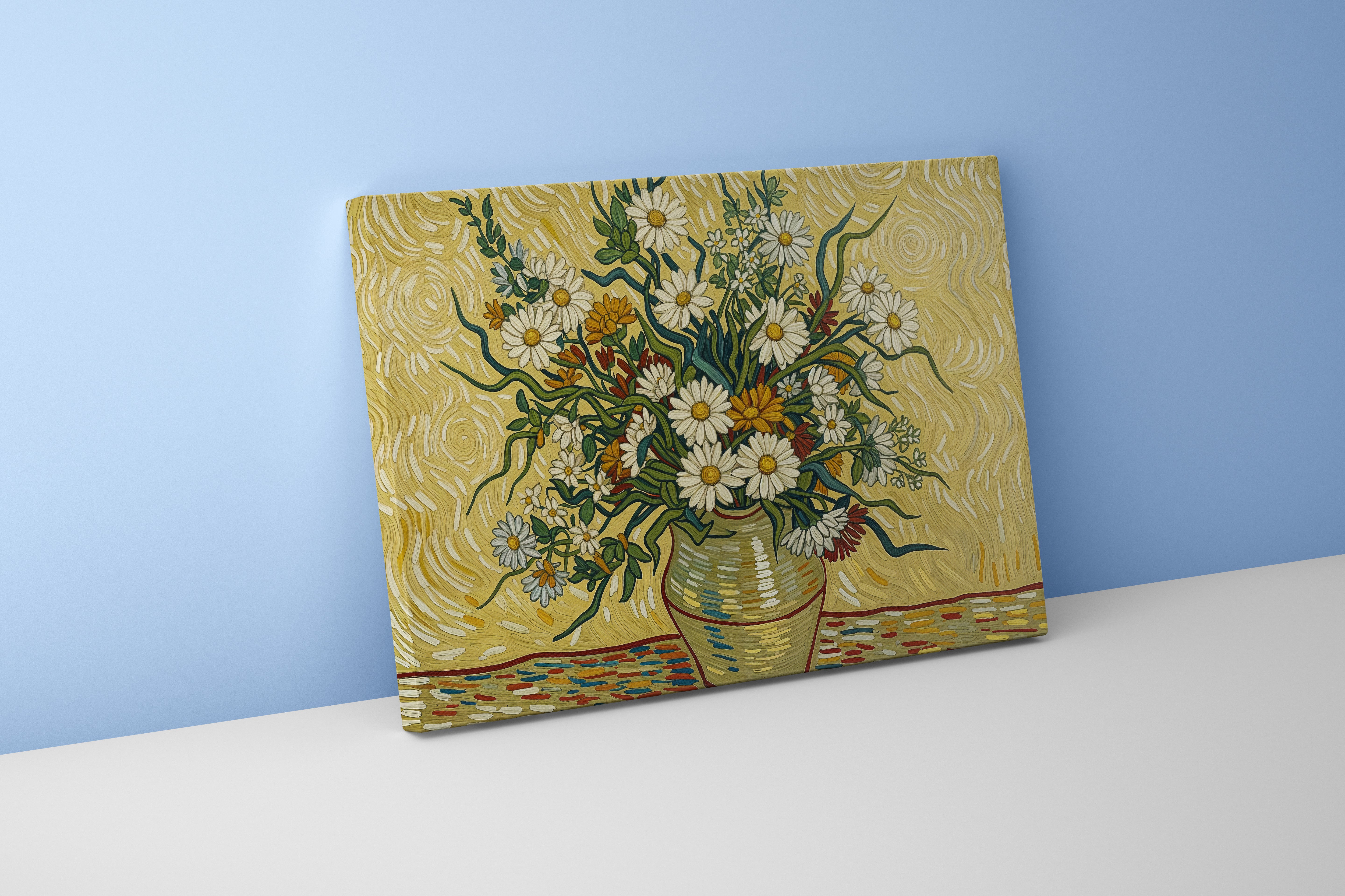 flower motif, flowers in a vase van gogh themed, art, kanvas tablo
