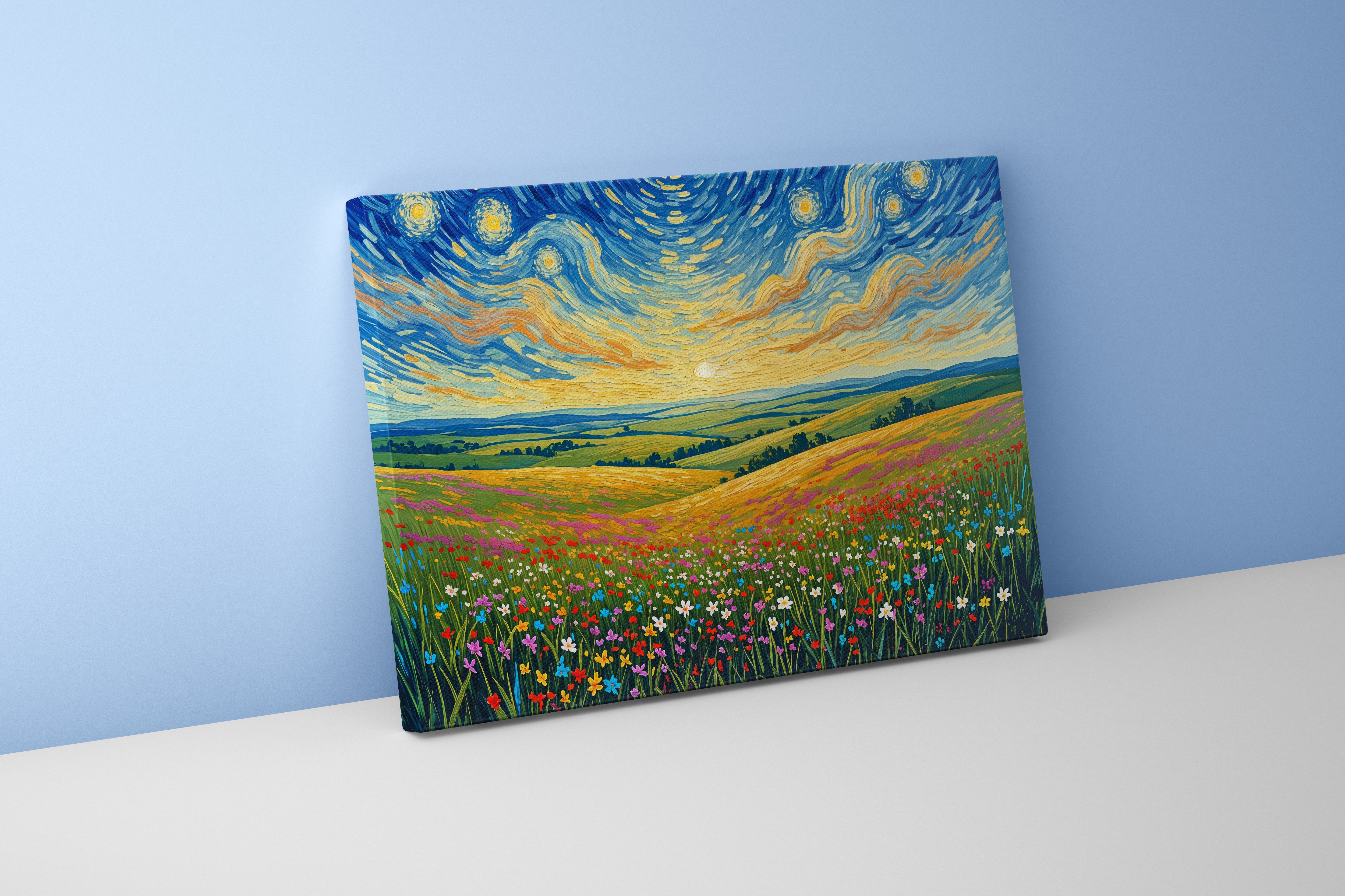 Van Gogh themed flower view, view, art, kanvas tablo