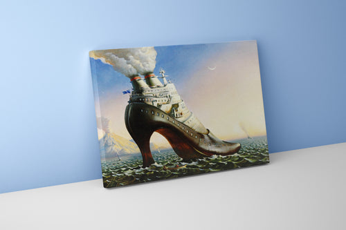Jacek Yerka Eruption (Ayakkabı Gemi) Sürrealist Kanvas Tablo