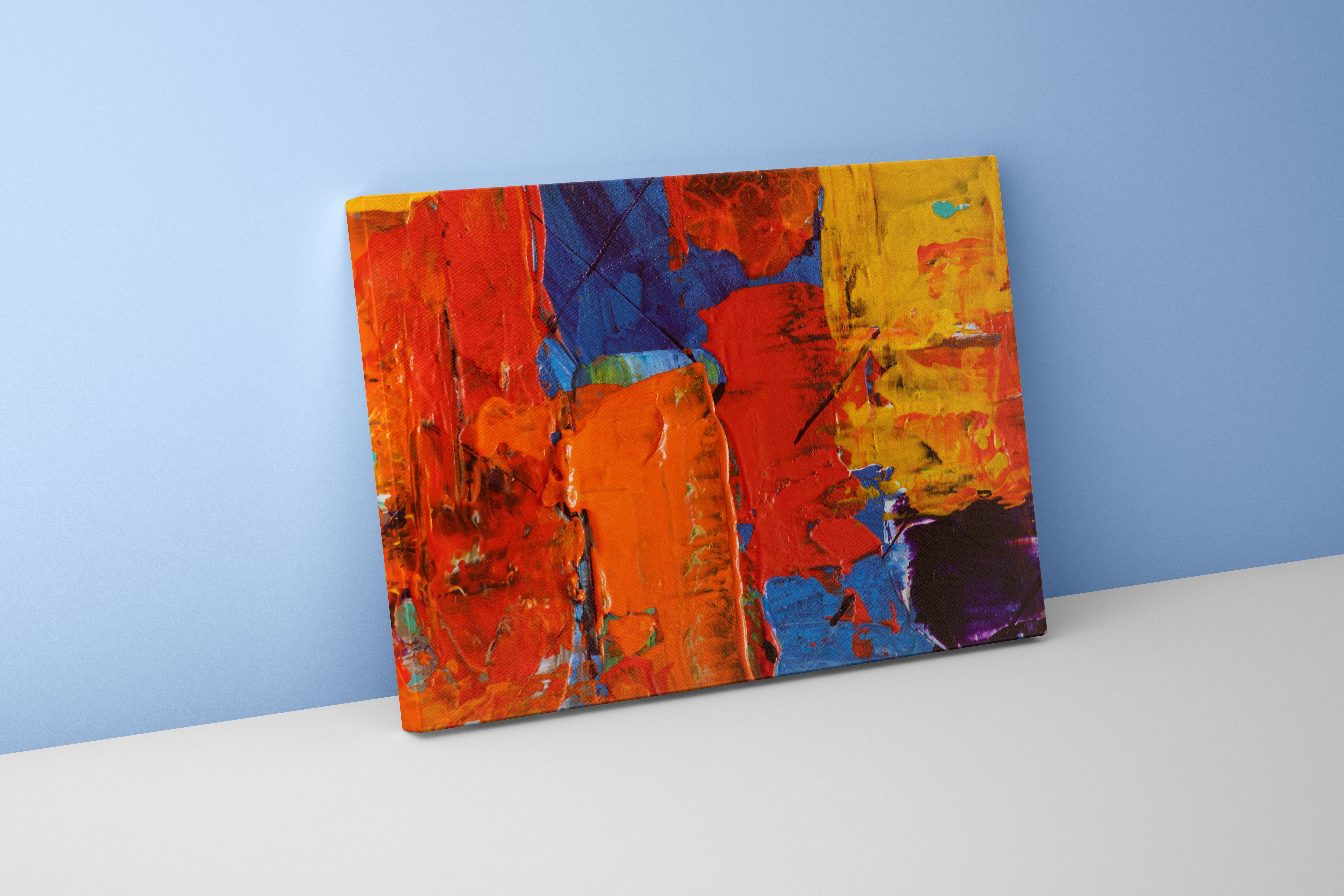 a vibrant abstract macro photograph of thick, textured impasto paint in warm colors, abstract, art, kanvas tablo