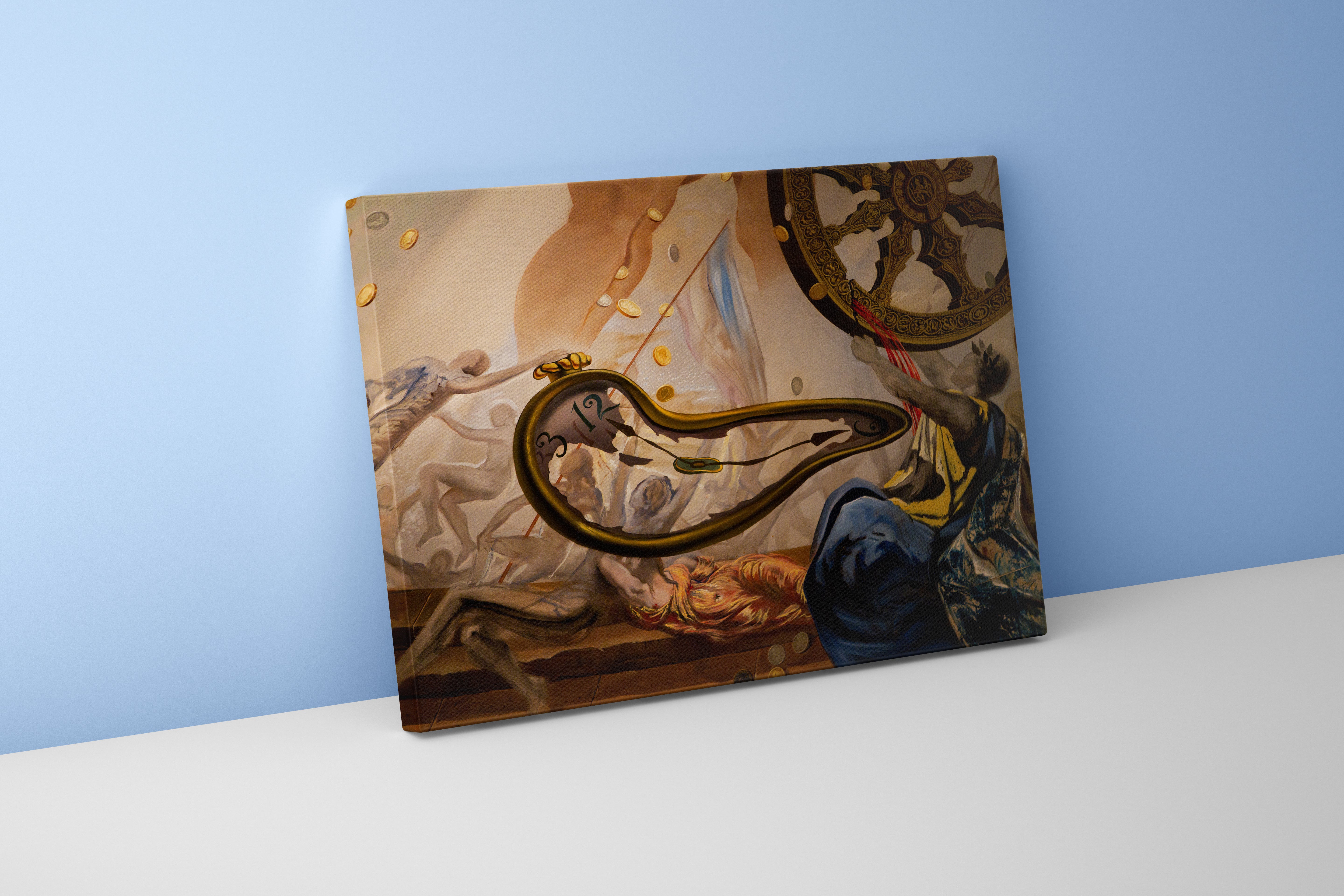Salvador Dalí'nin Başyapıtının Yeniden Yorumu Belleğin Azminin Dağılışı Sürrealist Kanvas Tablo