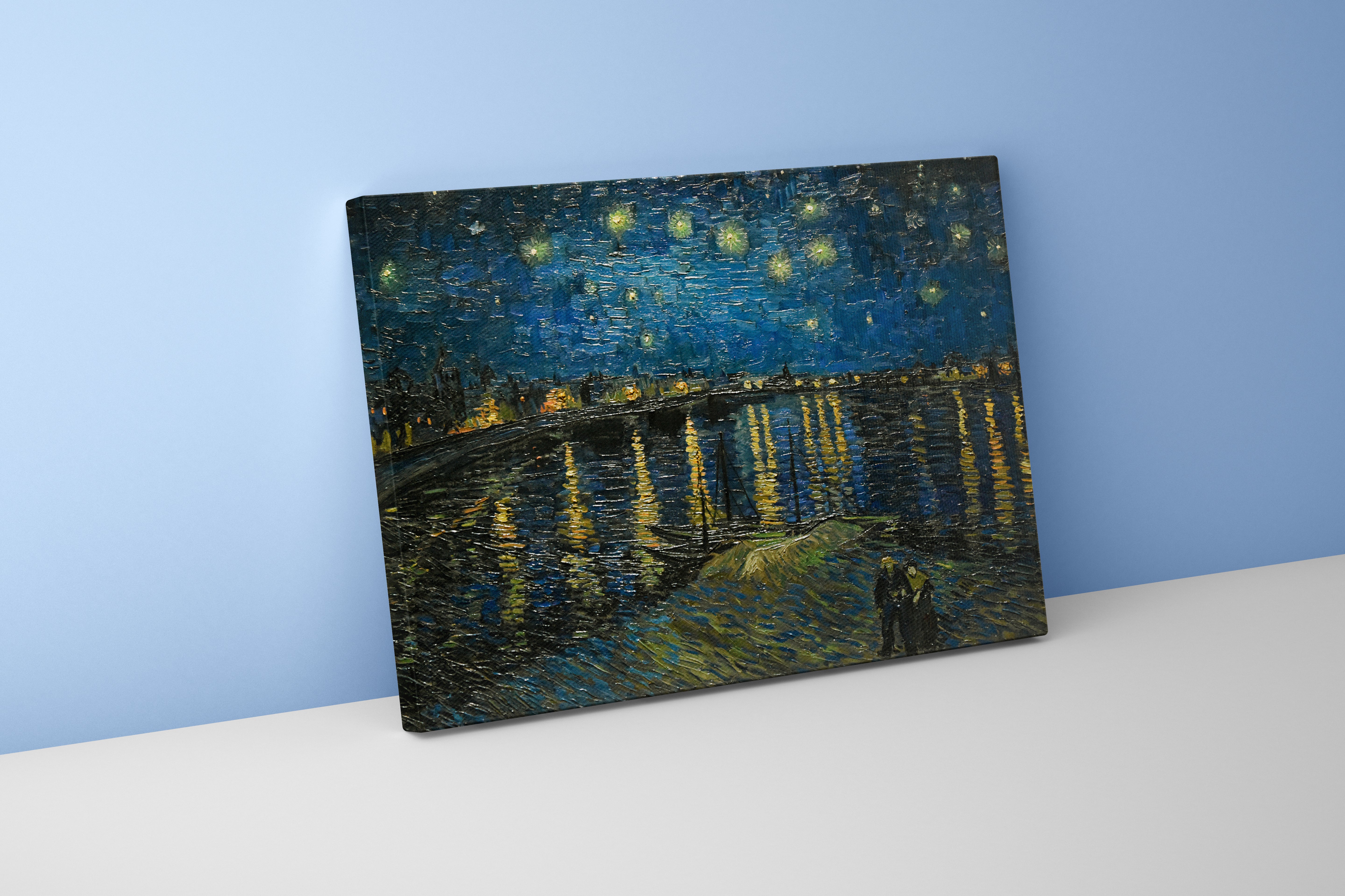 Van Gogh Rhône Nehri Üzerinde Yıldızlı Gece Manzarası Kanvas Tablo