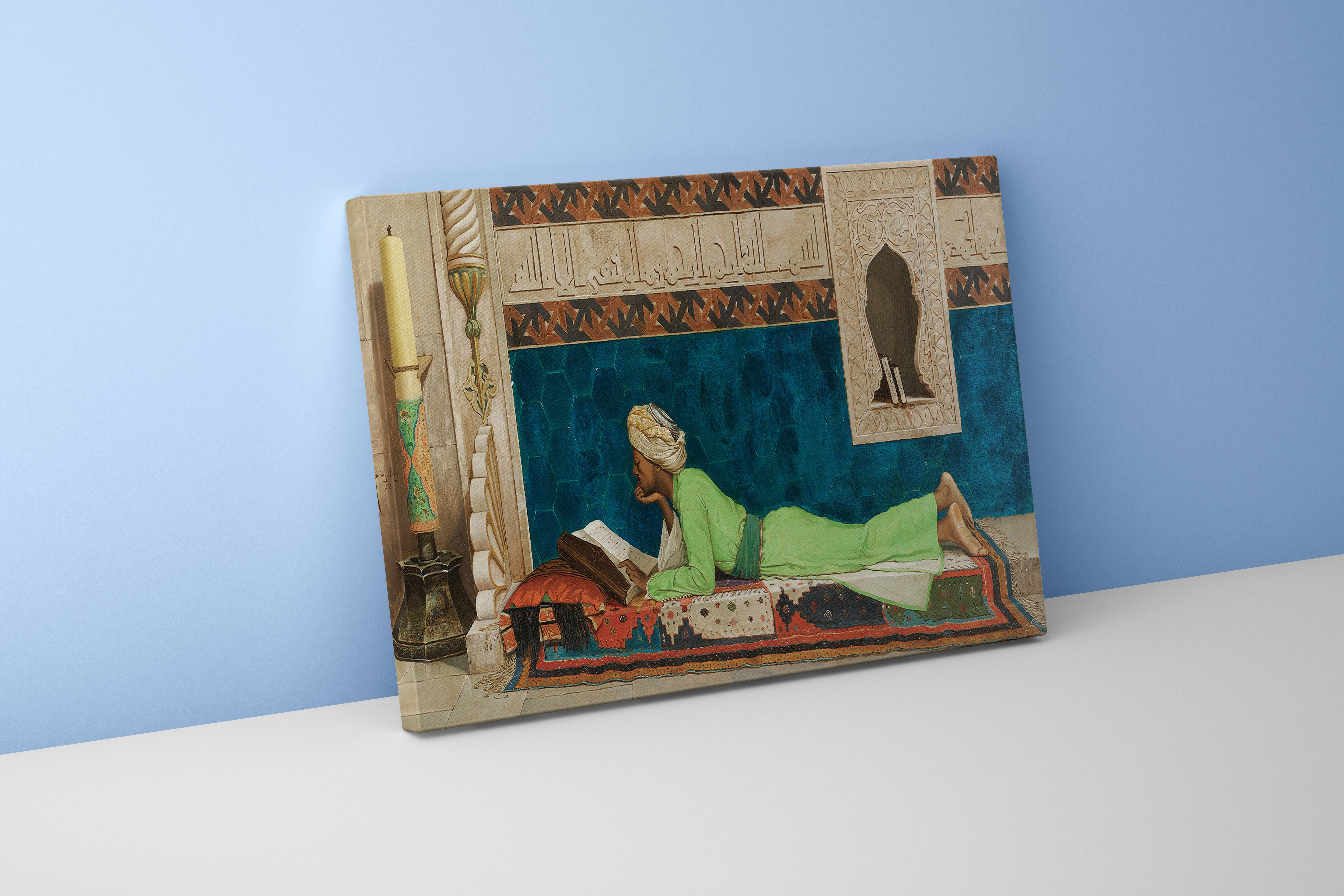 Osman Hamdi Bey'in Huzurlu Başyapıtı Okuyan Genç Emir Oryantalist Kanvas Tablo