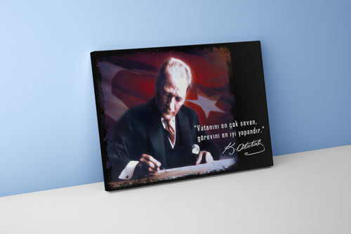 Atatürk while writing model 1, art, kanvas tablo