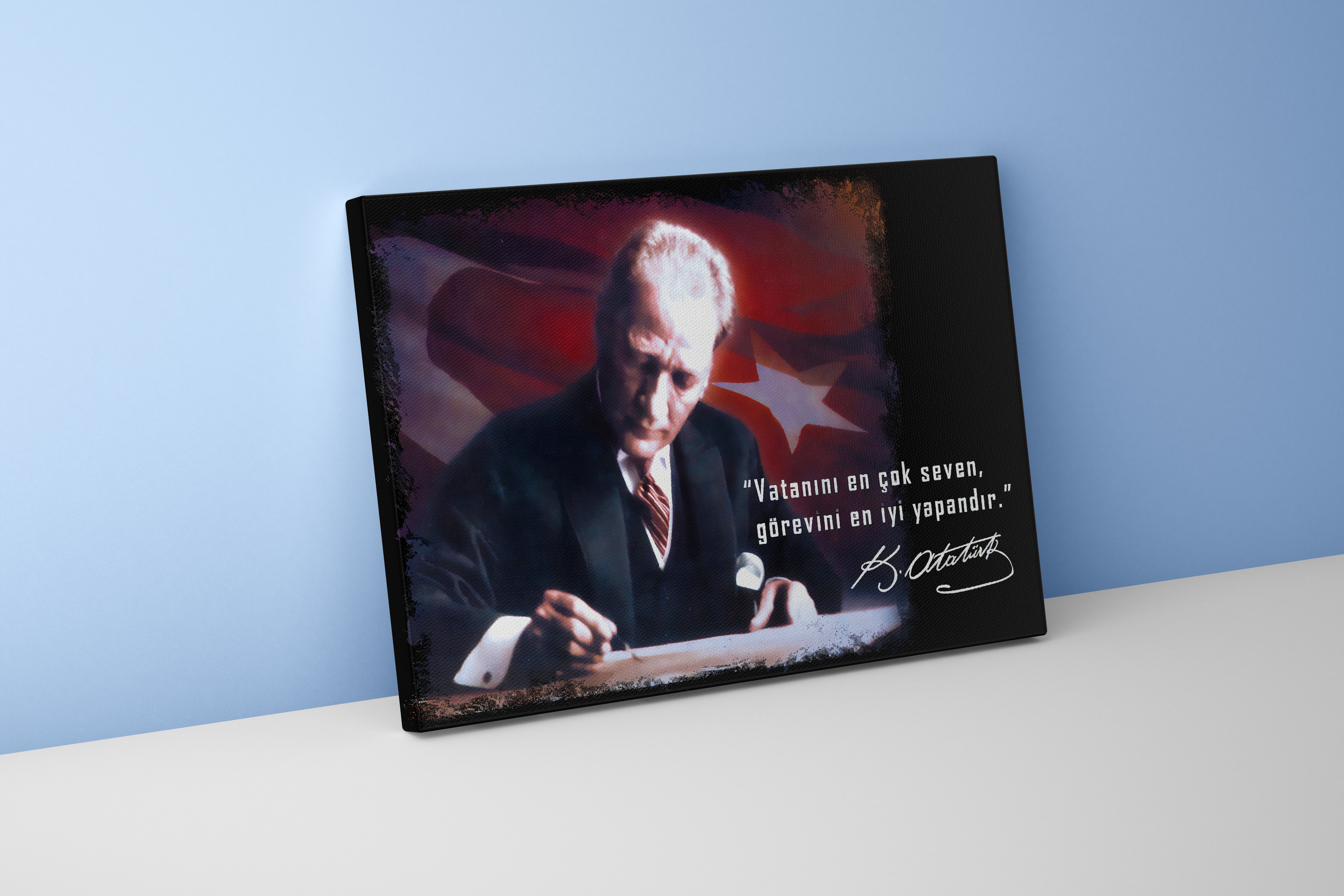 Atatürk while writing model 1, art, kanvas tablo