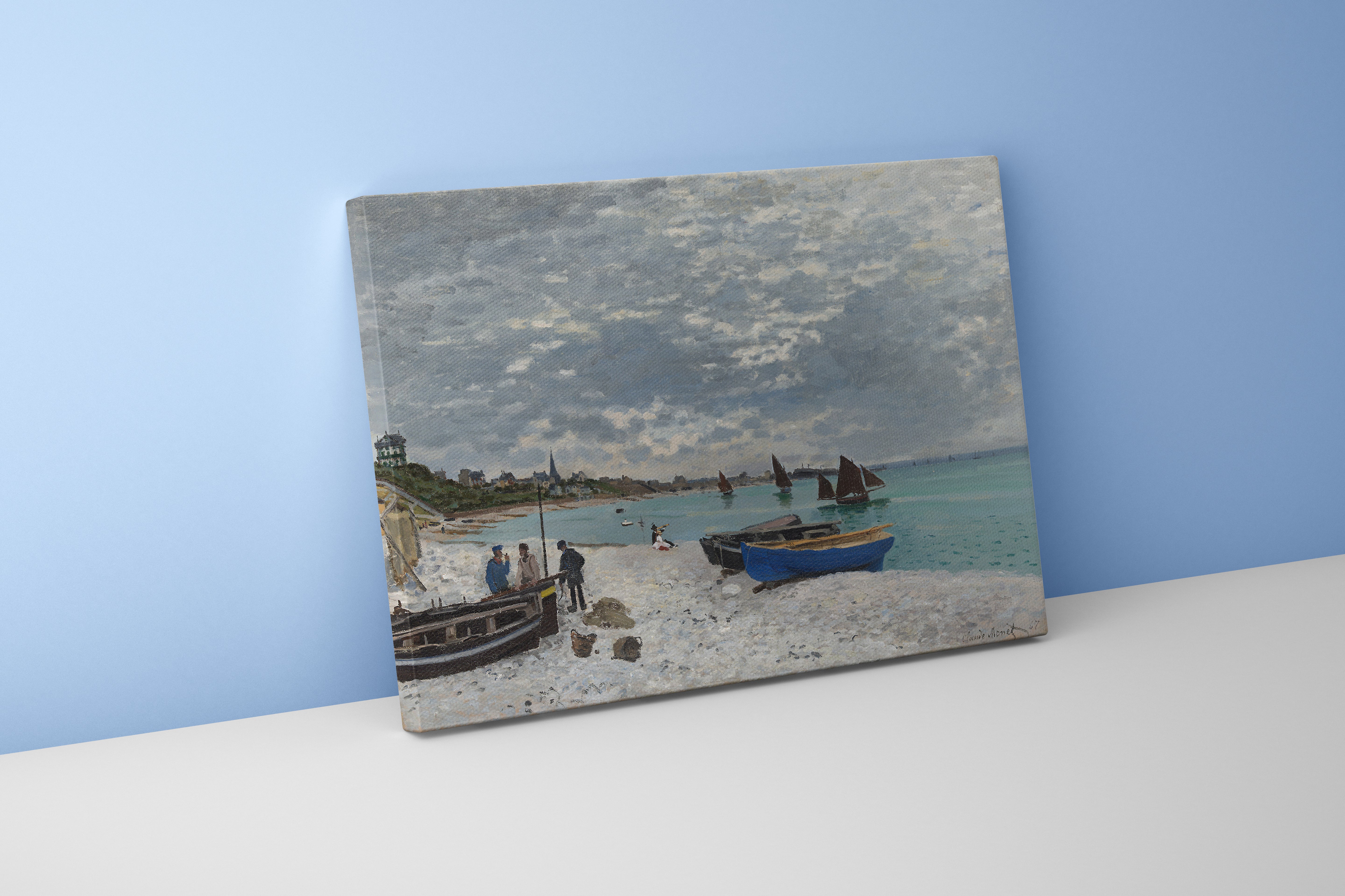 Claude Monet'nin Huzurlu Manzarası Sainte-Adresse Plajı Empresyonist Kanvas Tablo