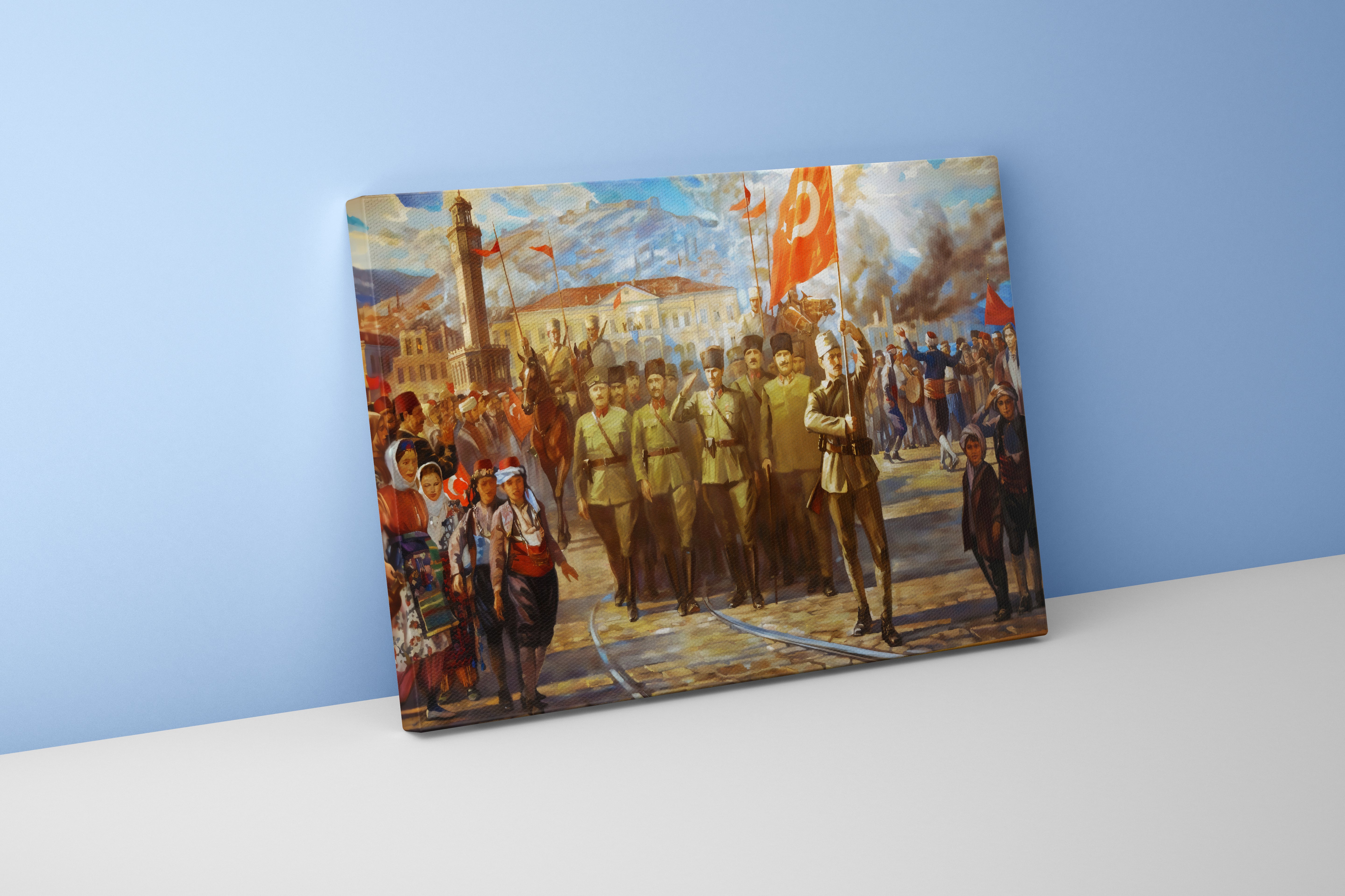 The Turkish Army's entry into Izmir, art, kanvas tablo