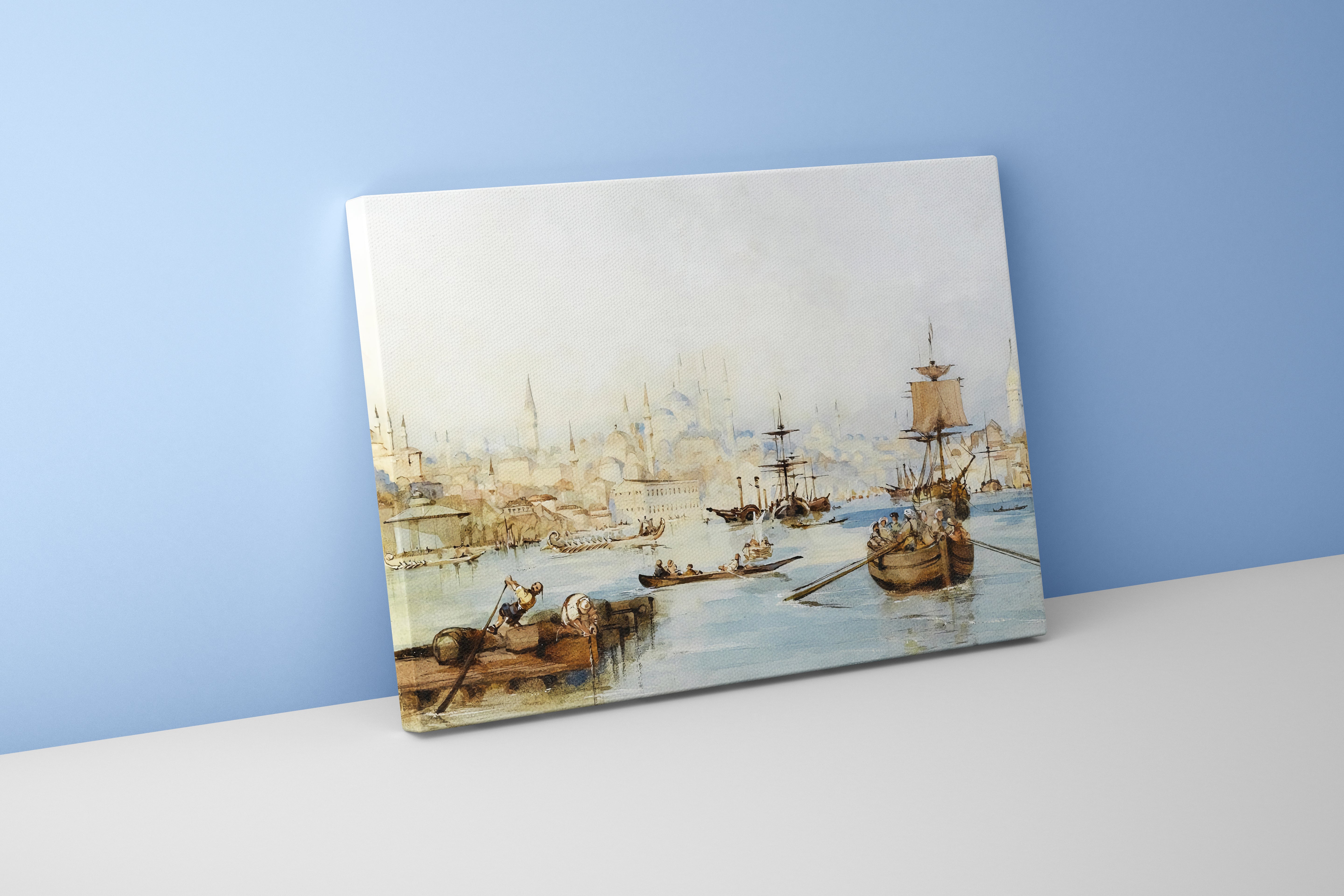 Thomas Allom'un Tarihi İstanbul Manzarası Haliç (Golden Horn) Oryantalist Kanvas Tablo