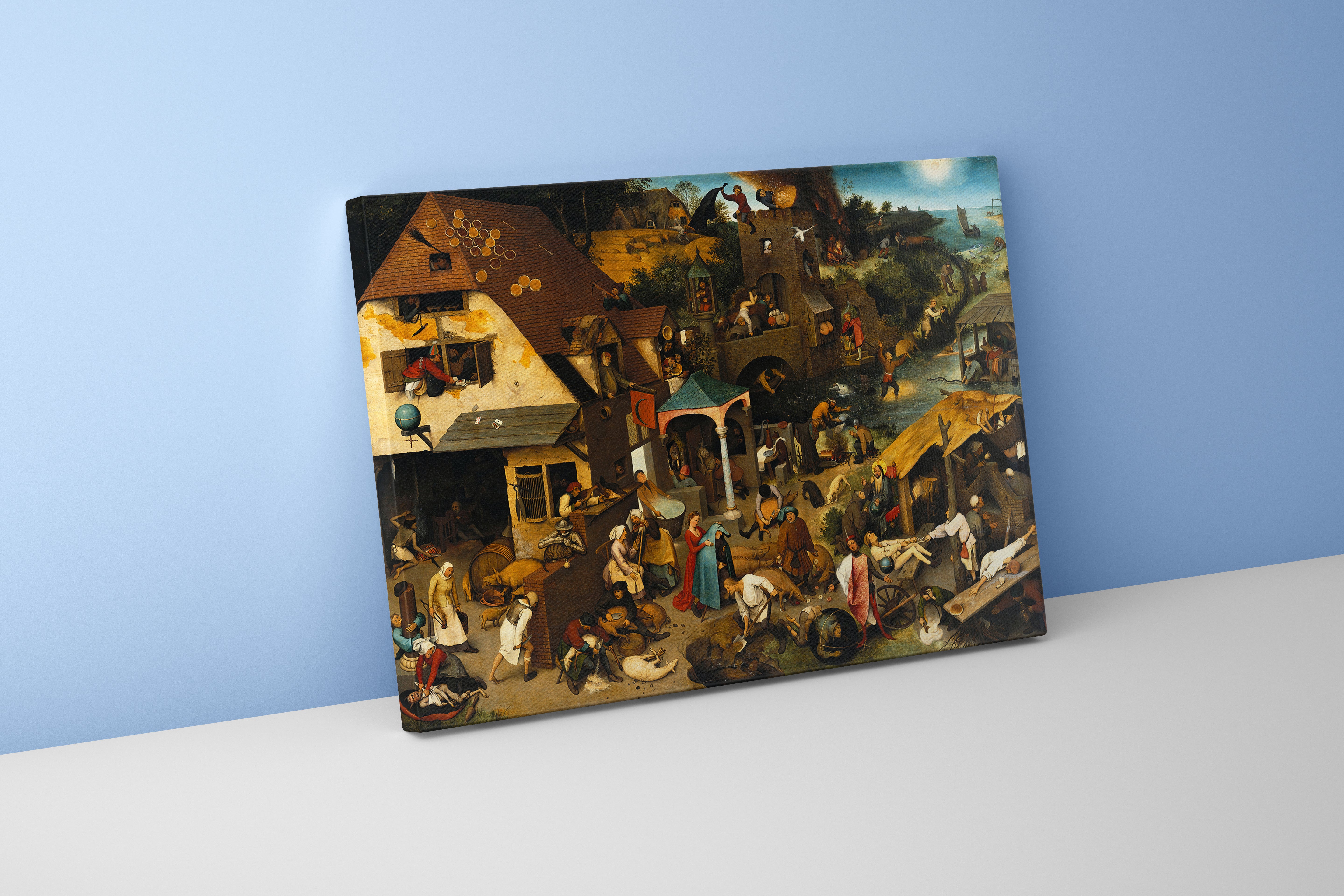 Yaşlı Pieter Bruegel'in Ansiklopedik Başyapıtı Hollanda Atasözleri Kuzey Rönesansı Kanvas Tablo