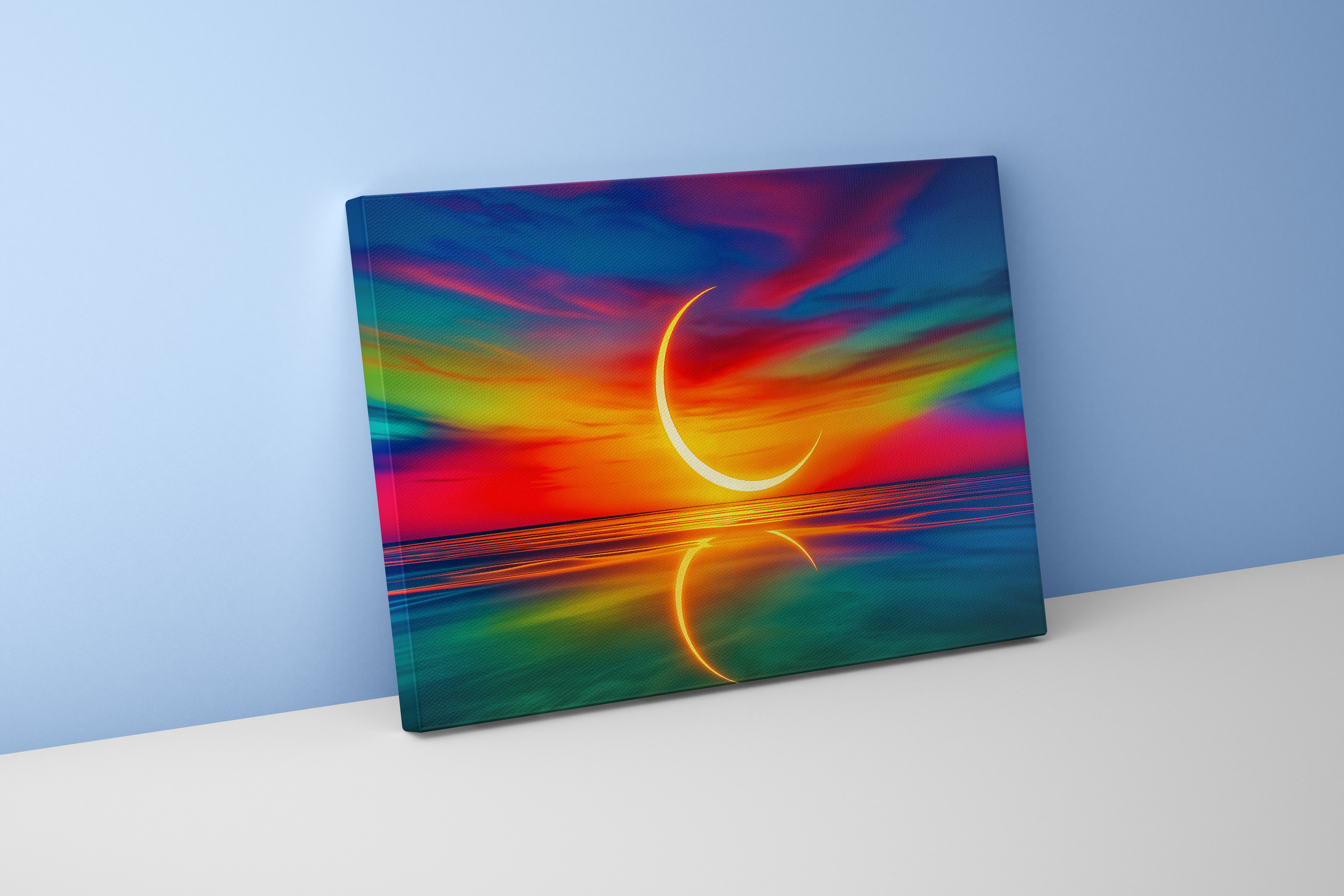 ai creation, reflection of nature and the sunset model 2, view, ai art, art, kanvas tablo