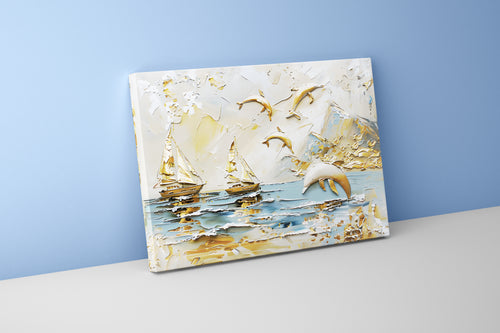 dolphin relief, art, kanvas tablo