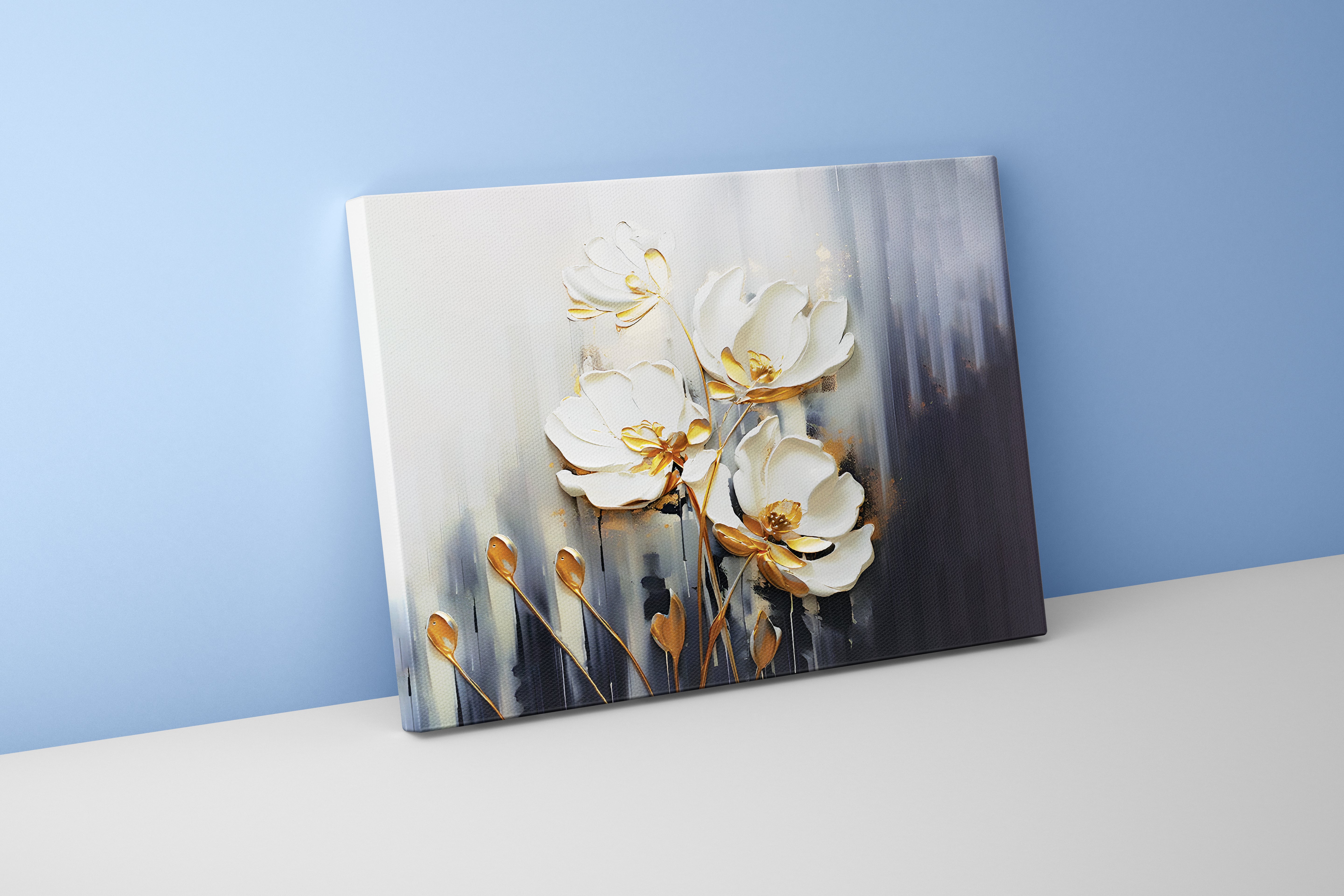 flower motif, white relief, art, kanvas tablo