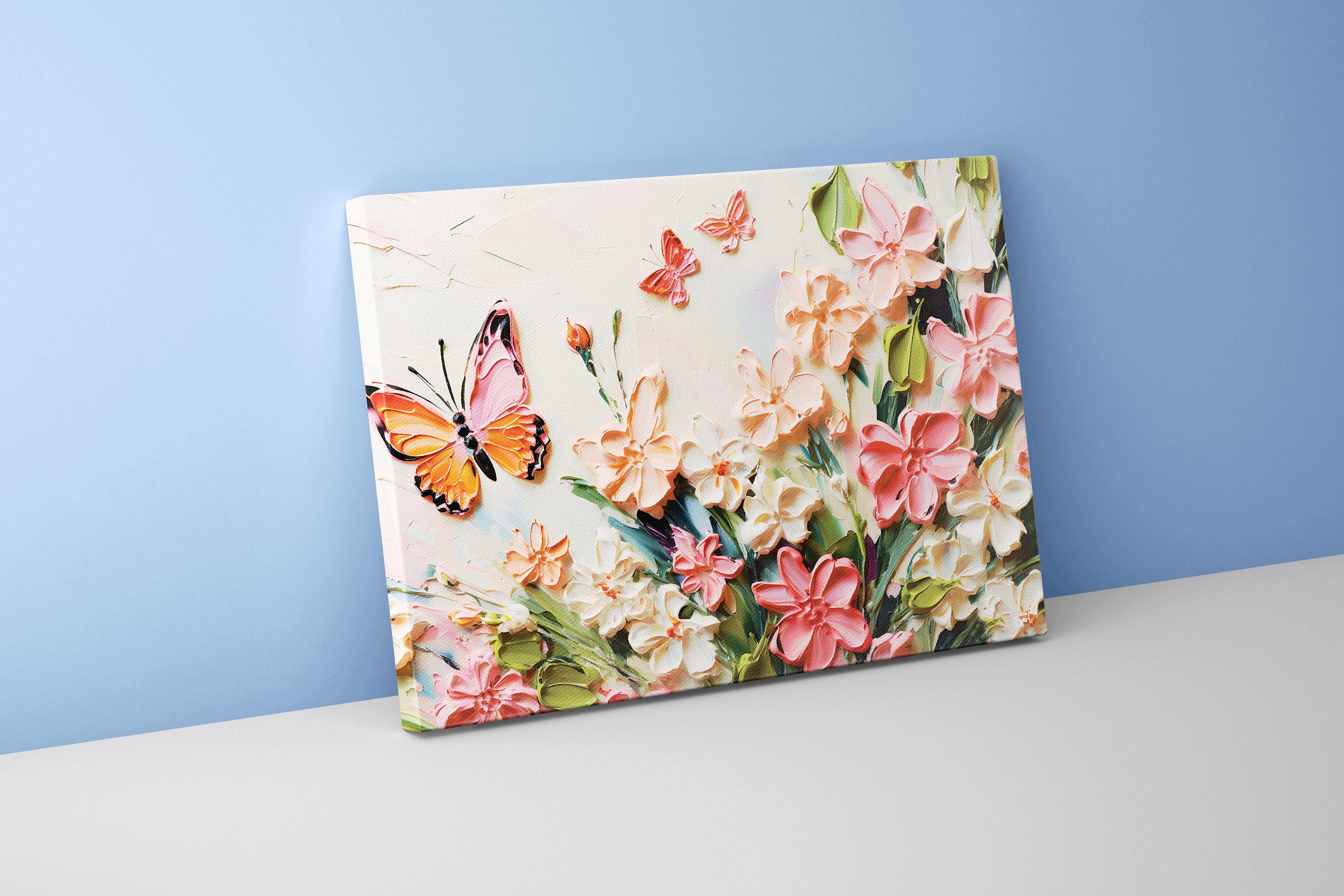 flower motif, soft relaxing colors, art, kanvas tablo