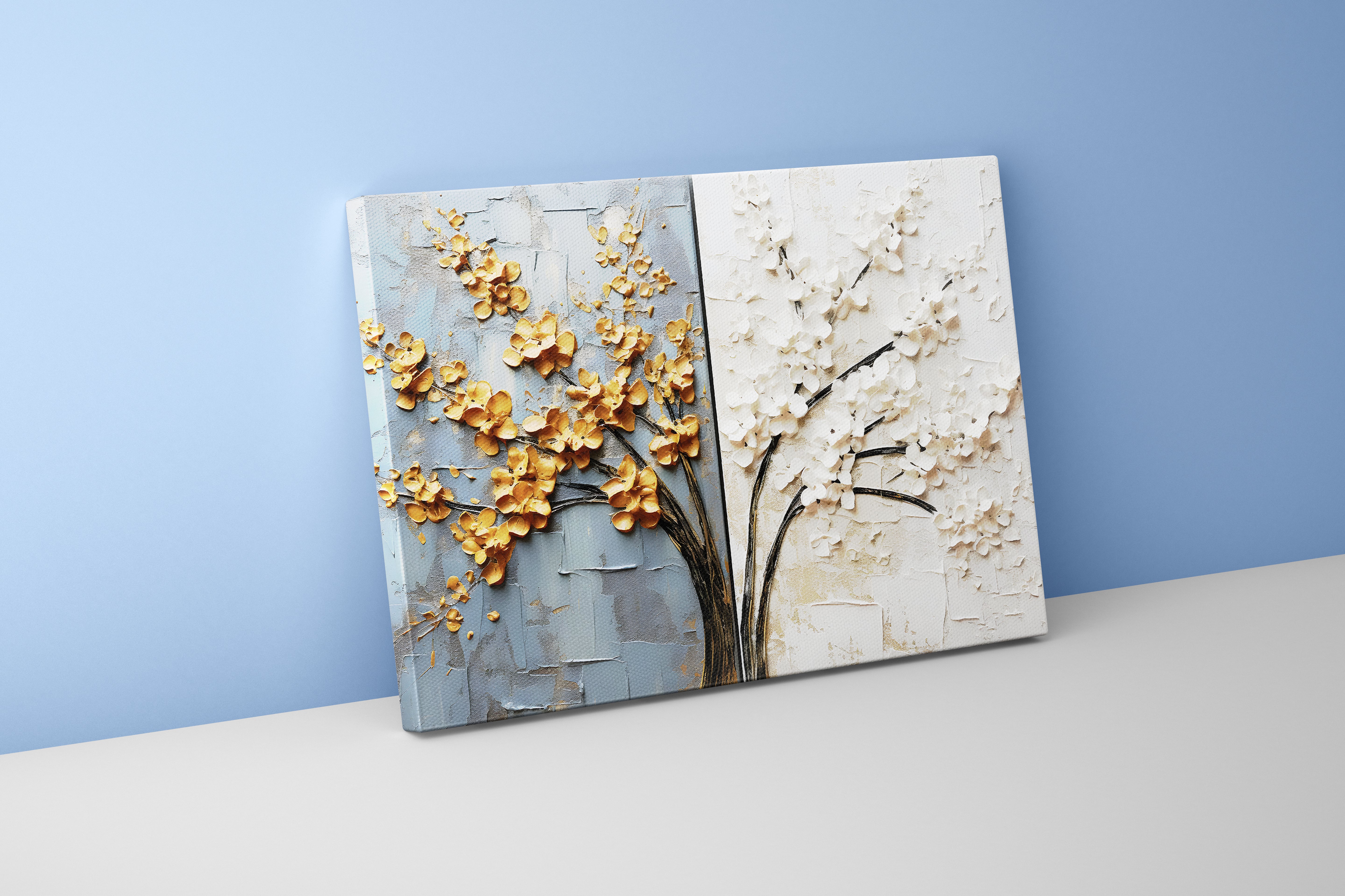 flower motif, 2 seasons, art, kanvas tablo