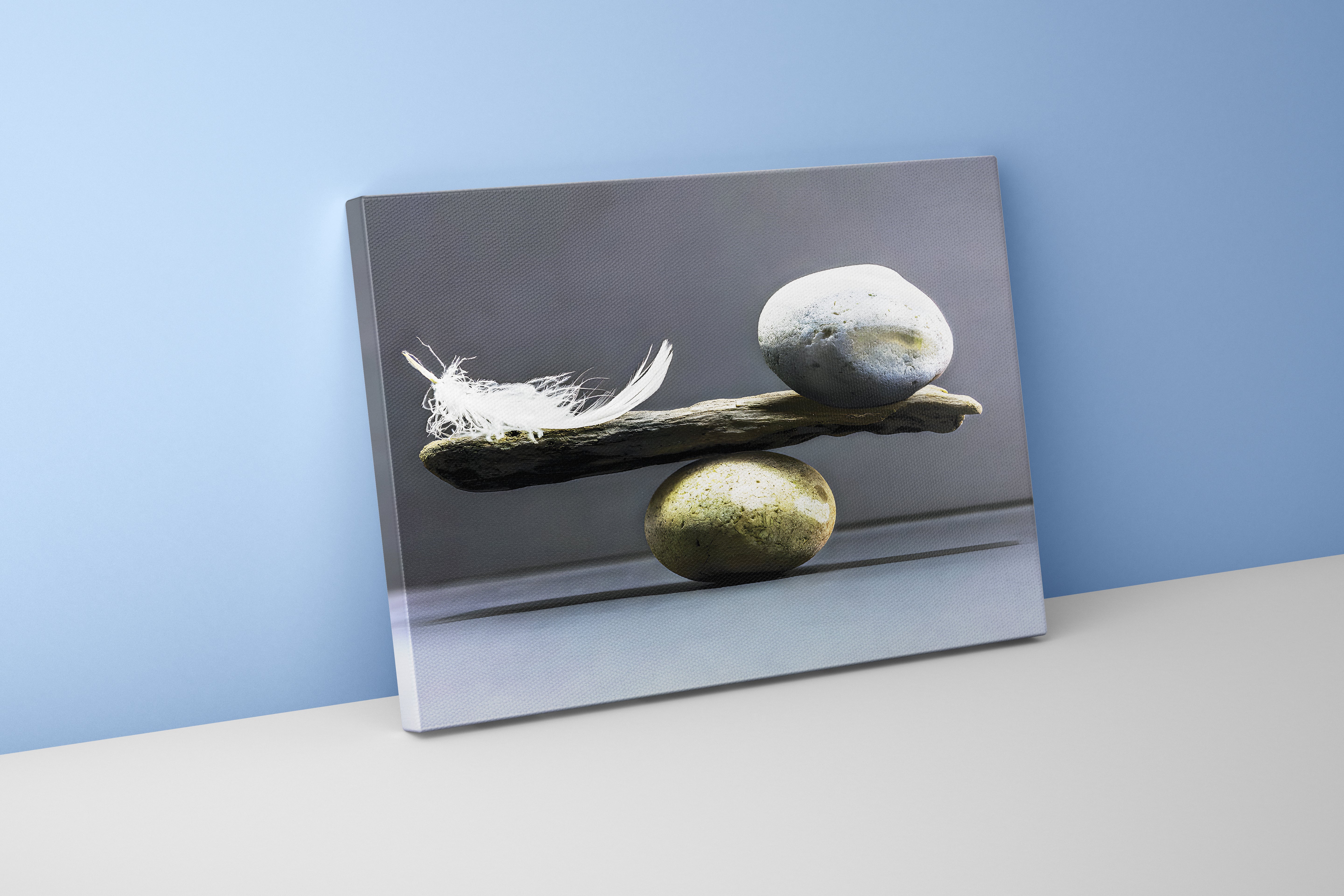 feather/stone relationship, art, kanvas tablo