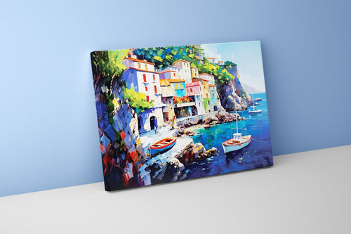 sea view with boats, art, kanvas tablo