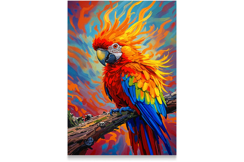 ai creation, rainbow colored oil painted looking parrot, ai art, art, kanvas tablo