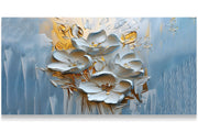 flower motif, white relief with light colors, art, kanvas tablo