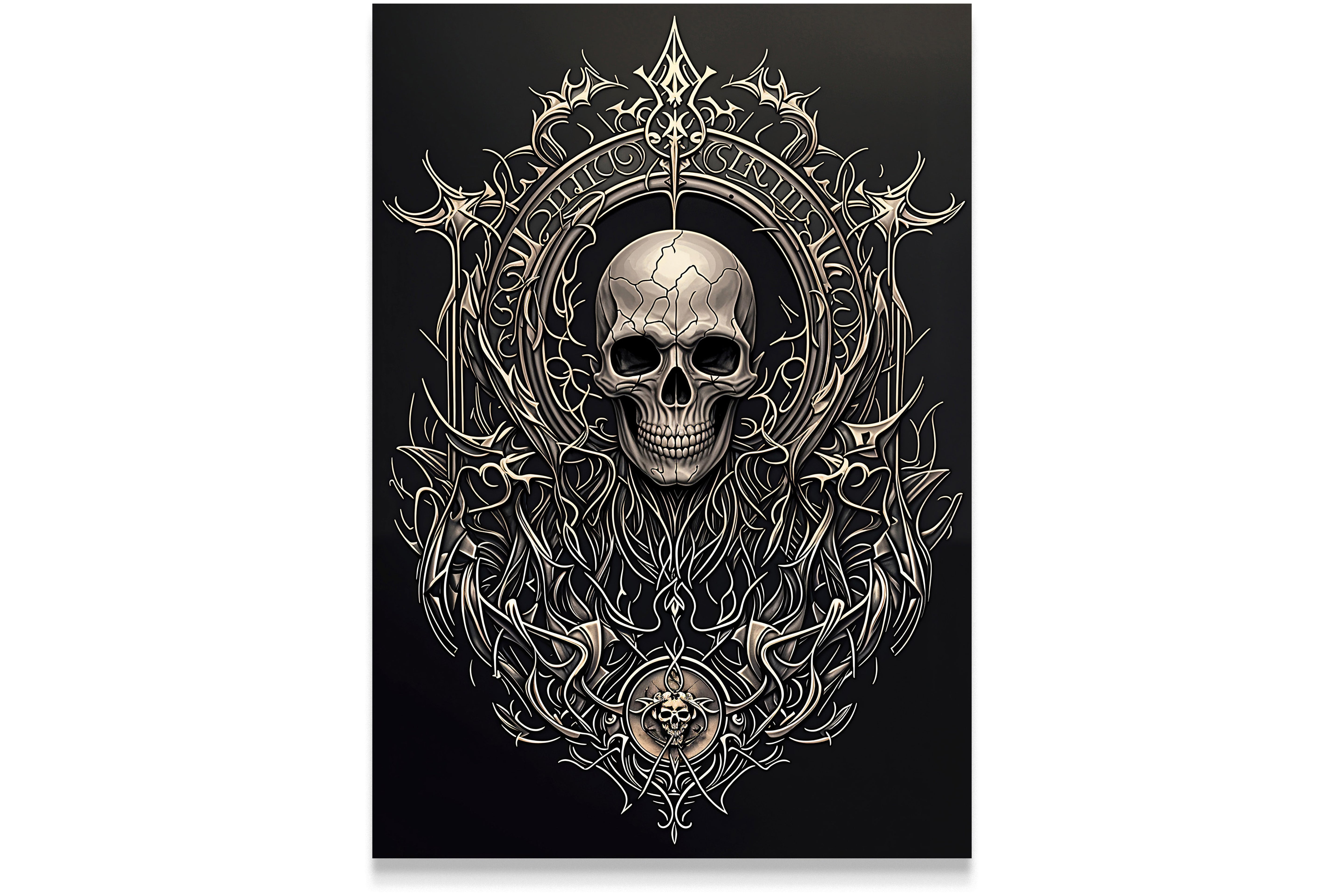 ai creation, skeletor medallion, ai art, art, kanvas tablo